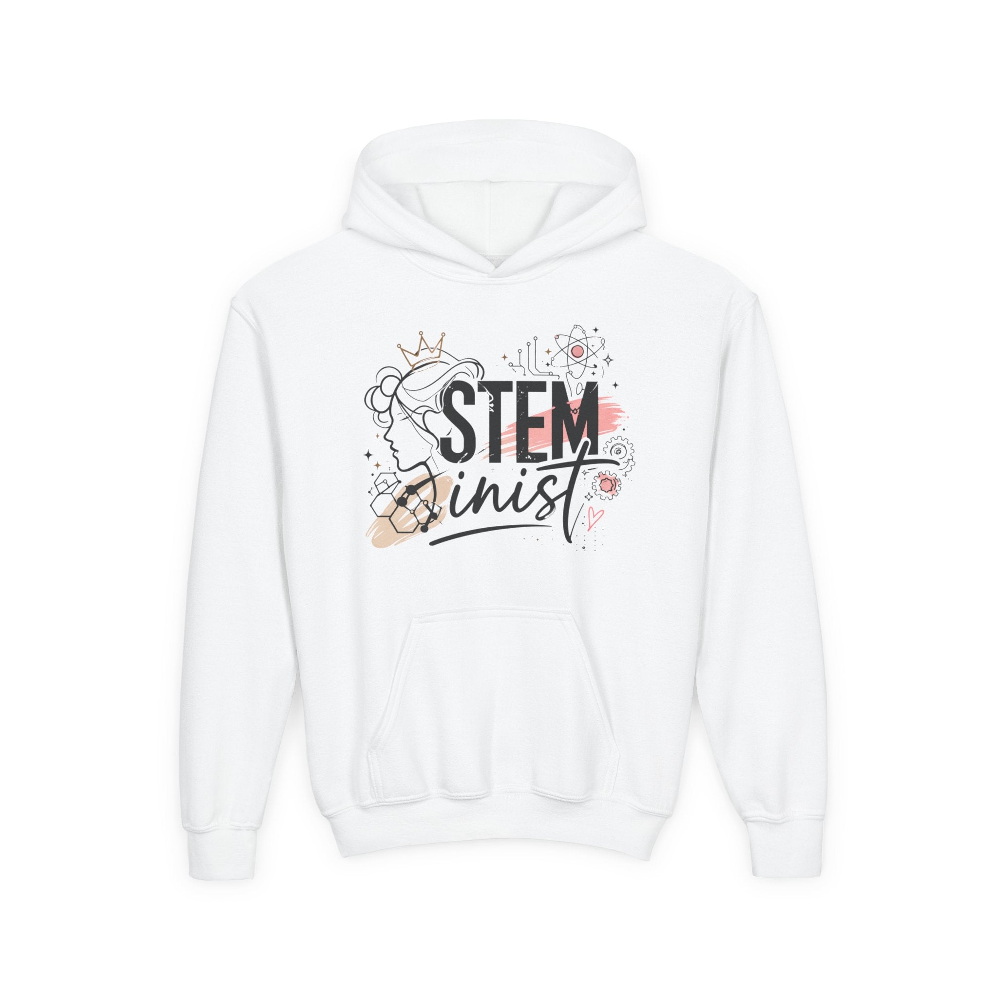 Youth STEMinist Crown Hoodie — Girls Science, Engineering, Math Empowerment Sweatshirt