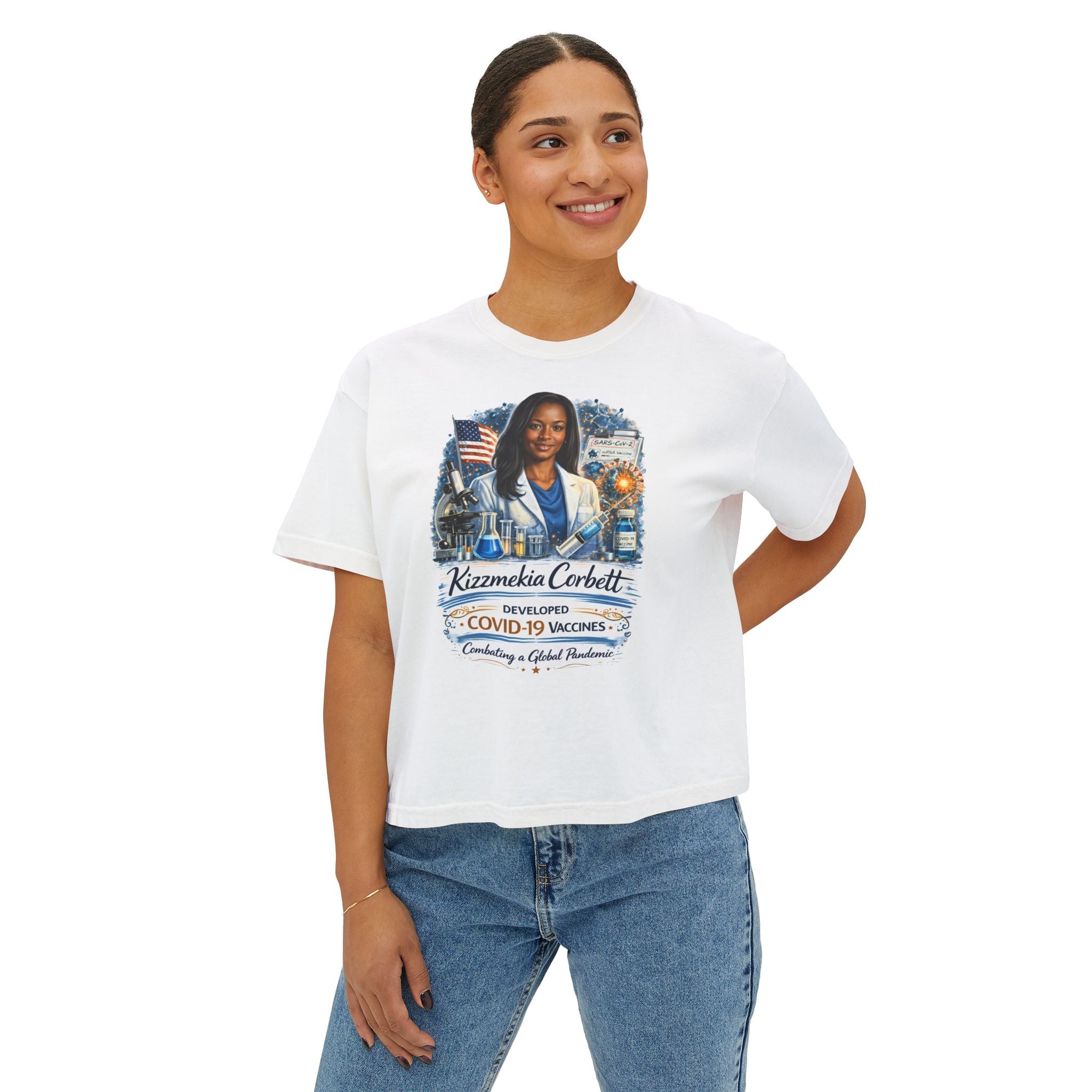 Kizzmekia Corbett Immunologist Tribute Boxy Graphic Tee