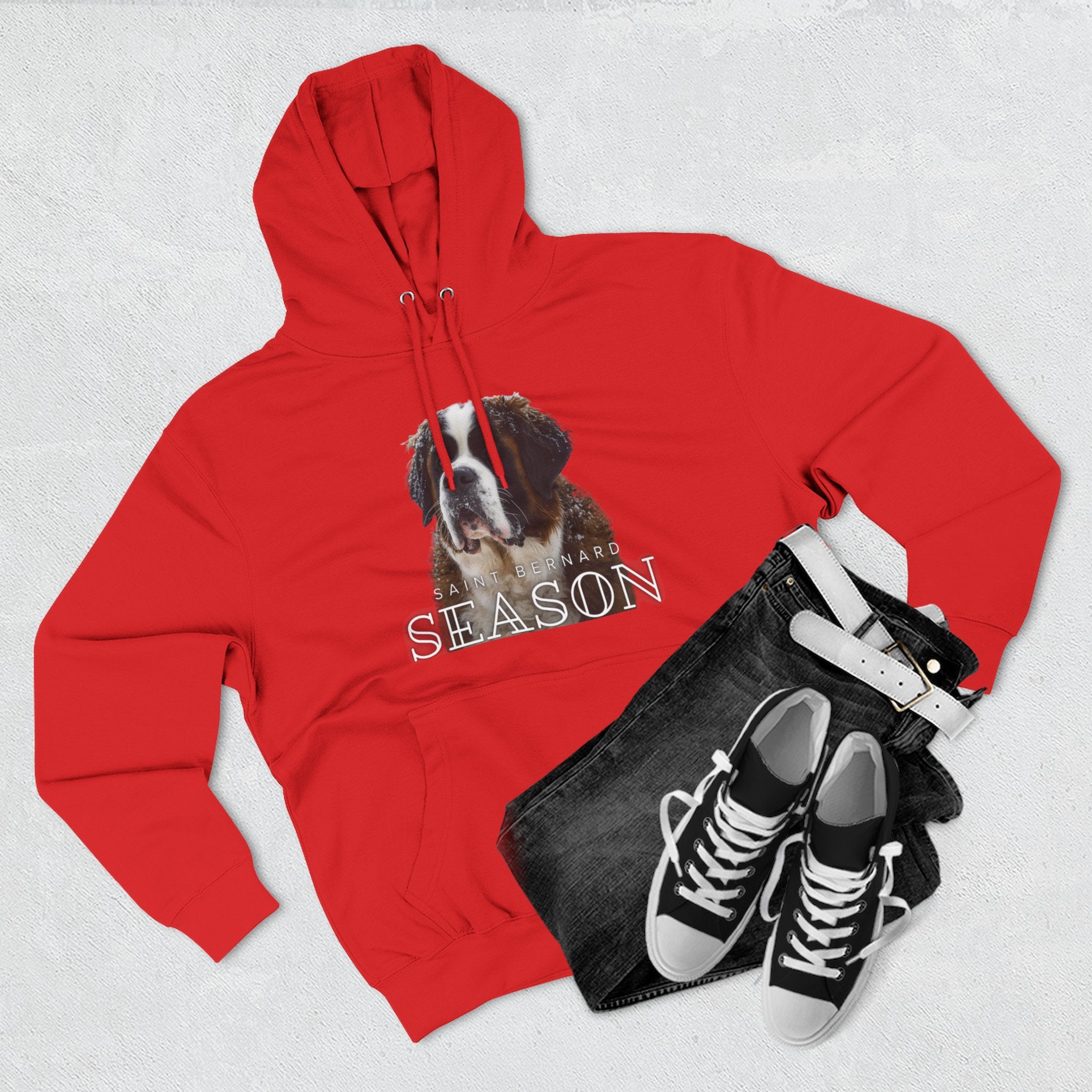 St. Bernard 'Season' Hoodie — Cozy Dog Portrait Fleece Hoodie