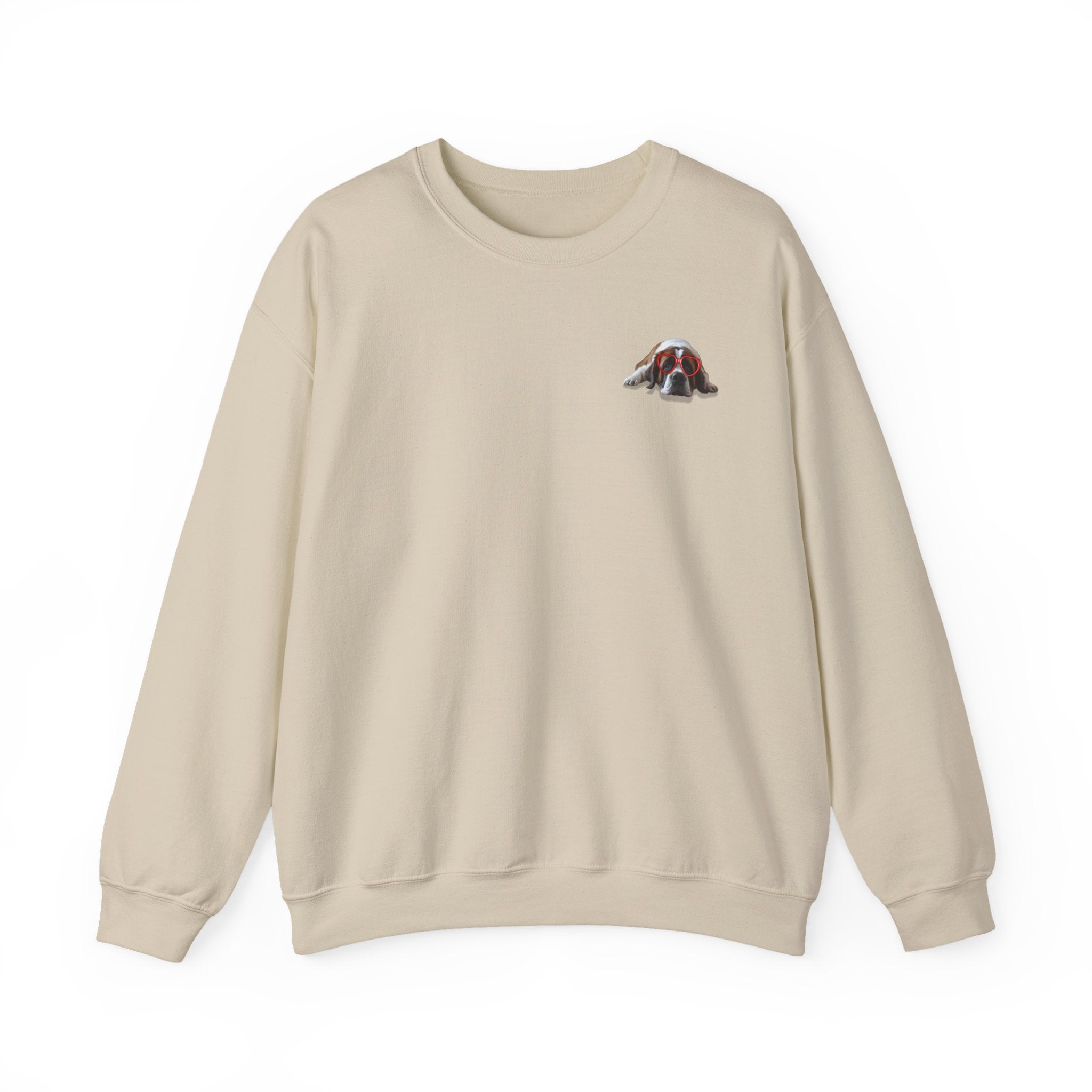 Saint Bernard Heart Glasses Sweatshirt - "big dog. big heart." Crewneck