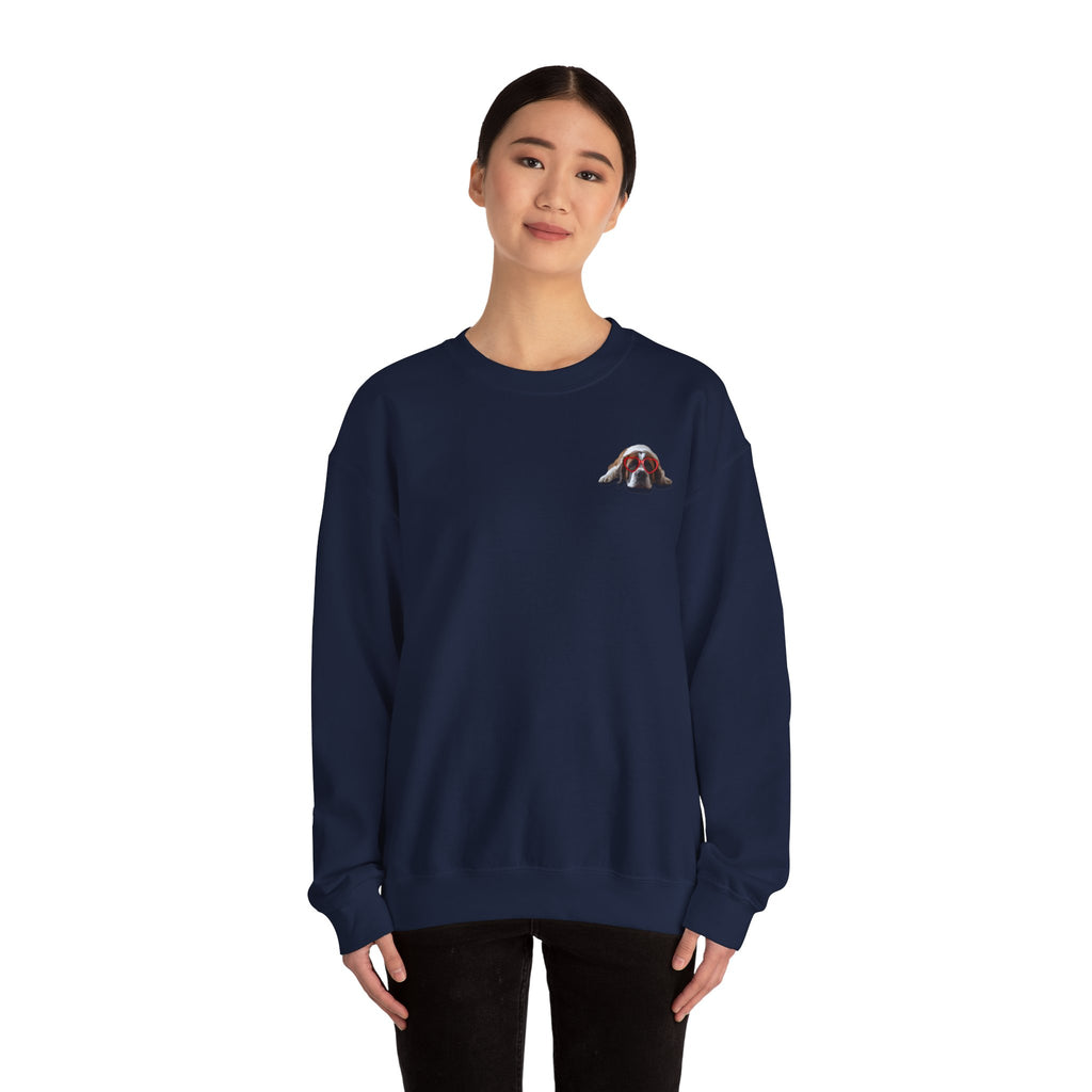 Saint Bernard Heart Glasses Sweatshirt - "big dog. big heart." Crewneck