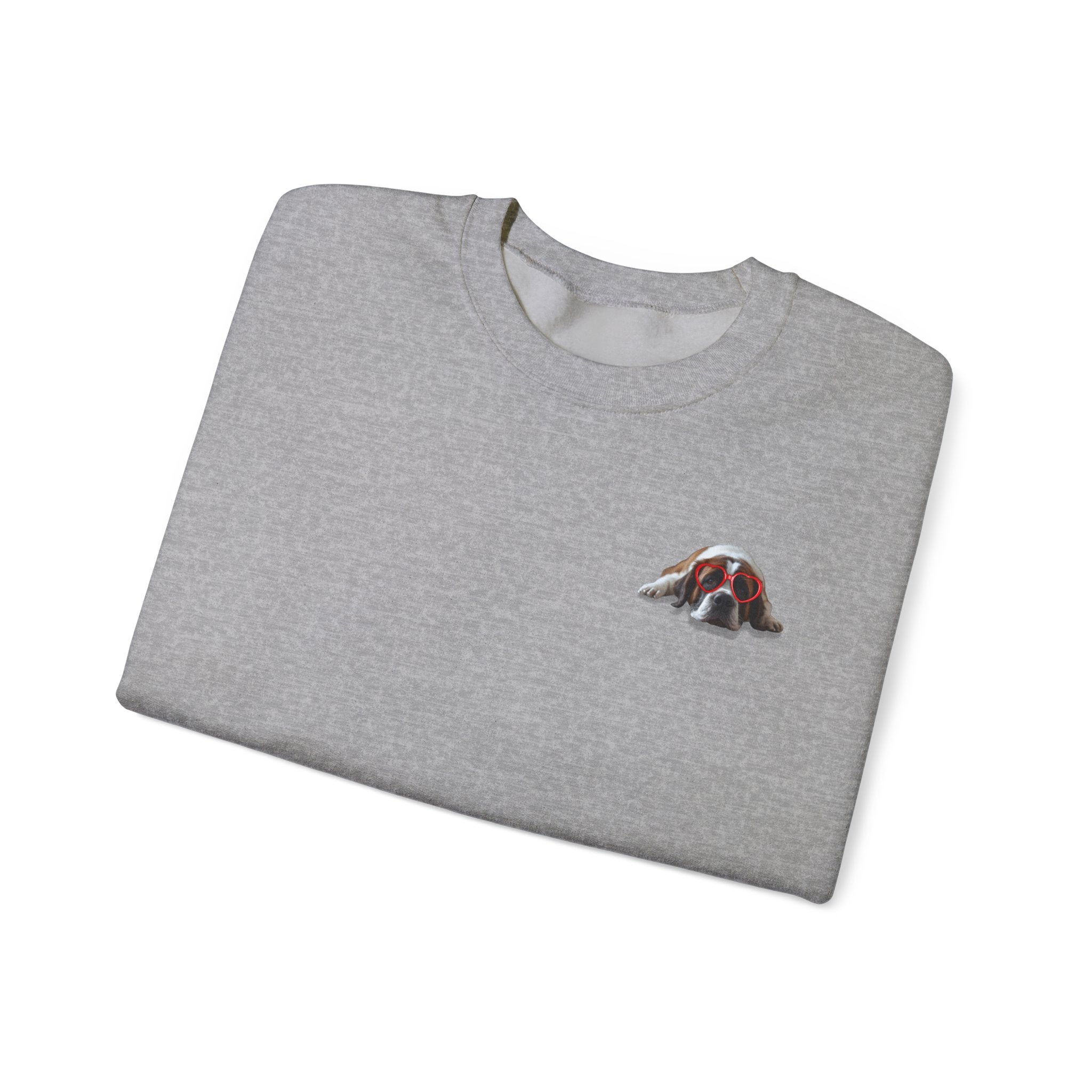 Saint Bernard Heart Glasses Sweatshirt - "big dog. big heart." Crewneck