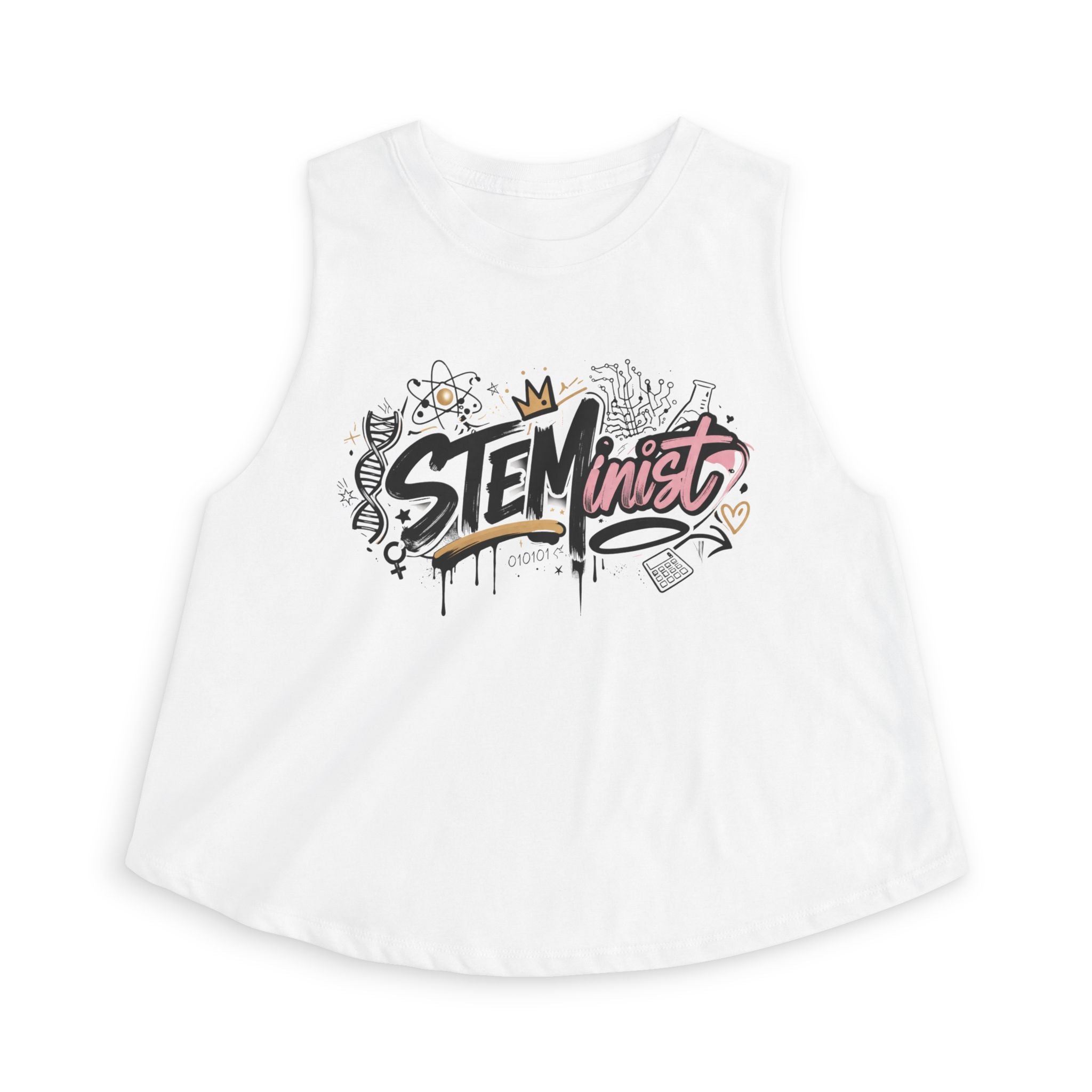 STEMinist Graffiti Women's Crop Top Feminist Science Graphic Tank for Girls, Engineers & STEM Students
