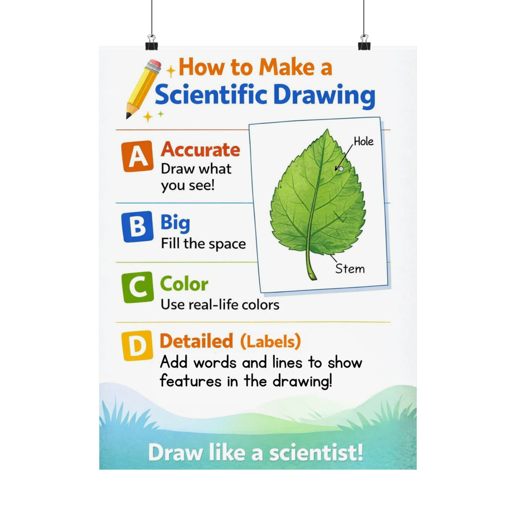 Scientific Drawing Poster - ABCD Classroom Poster (Matte Vertical)