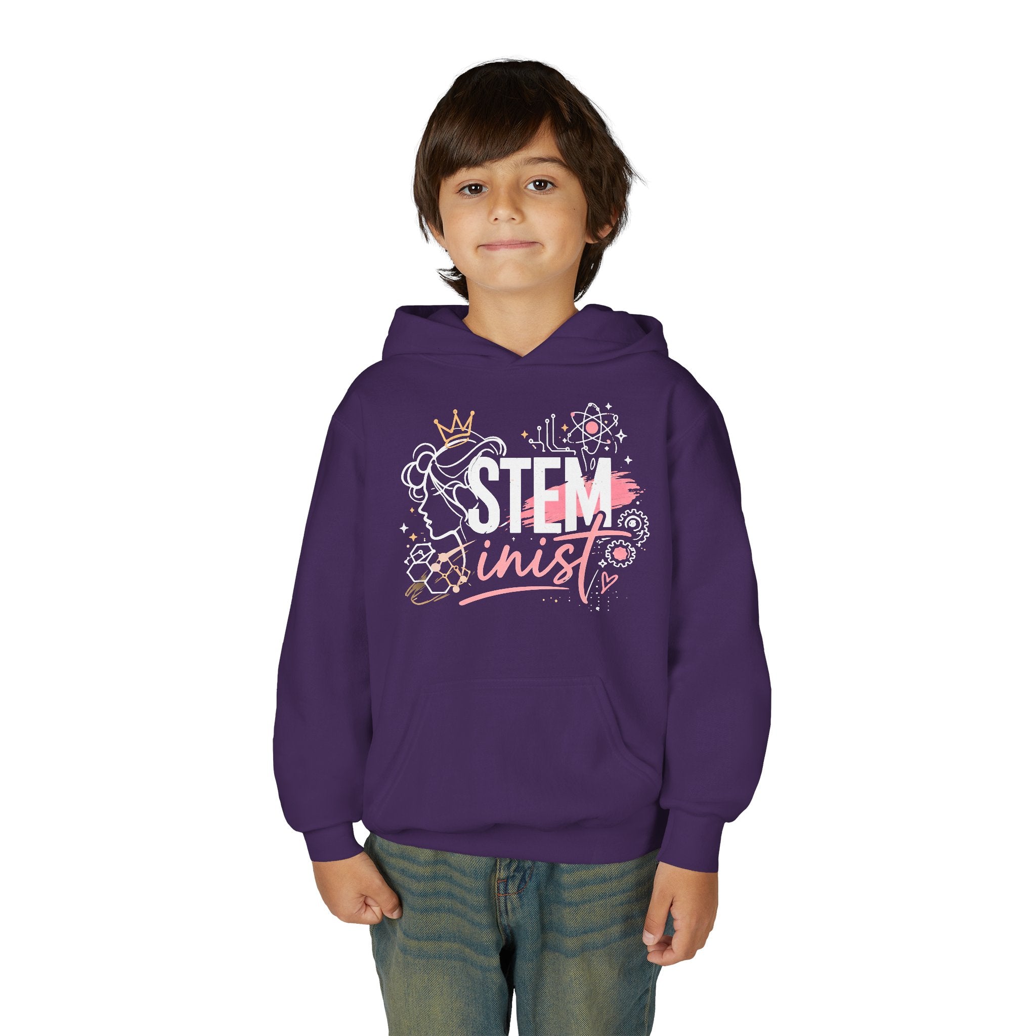 Youth STEMinist Crown Hoodie — Girls Science, Engineering, Math Empowerment Sweatshirt