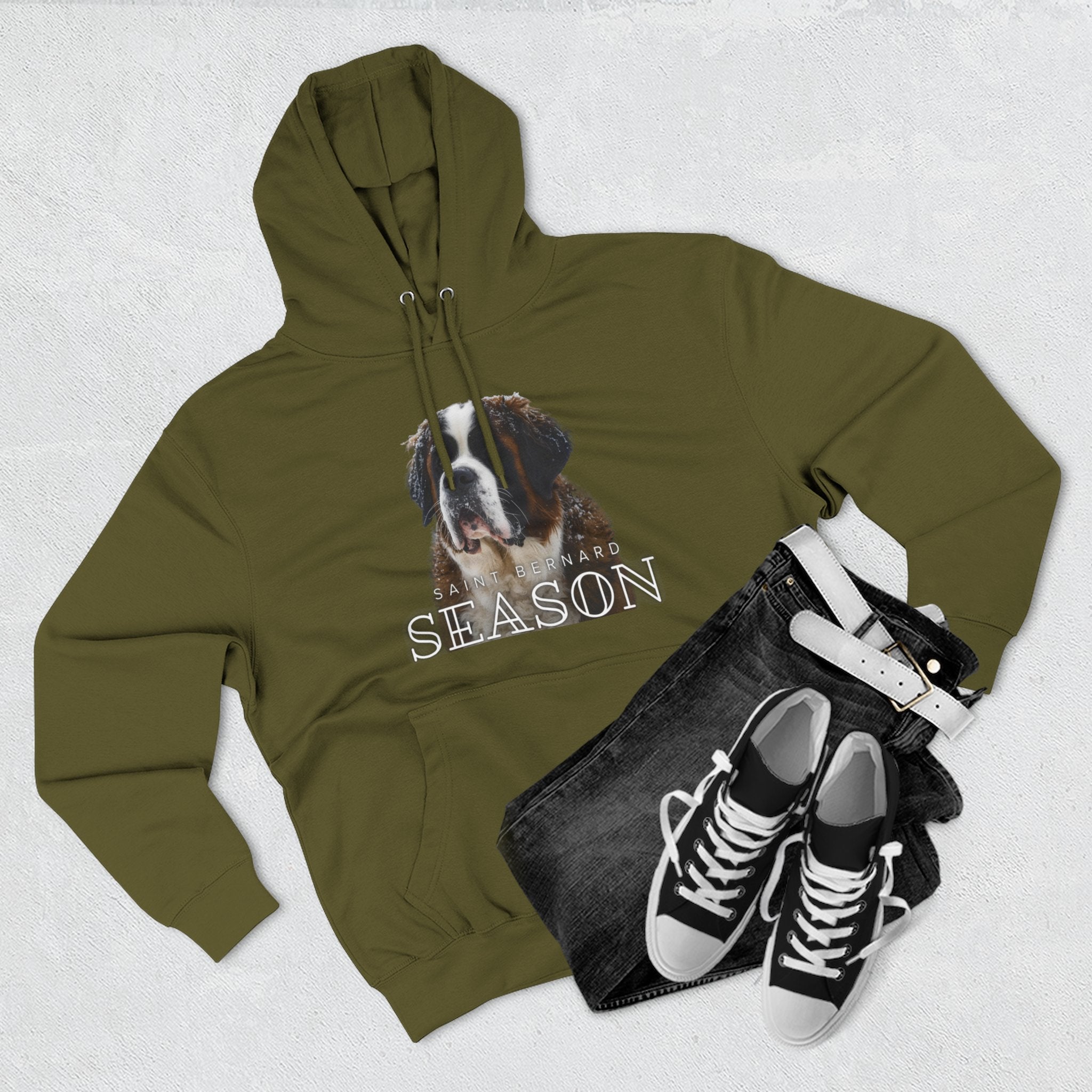 St. Bernard 'Season' Hoodie — Cozy Dog Portrait Fleece Hoodie