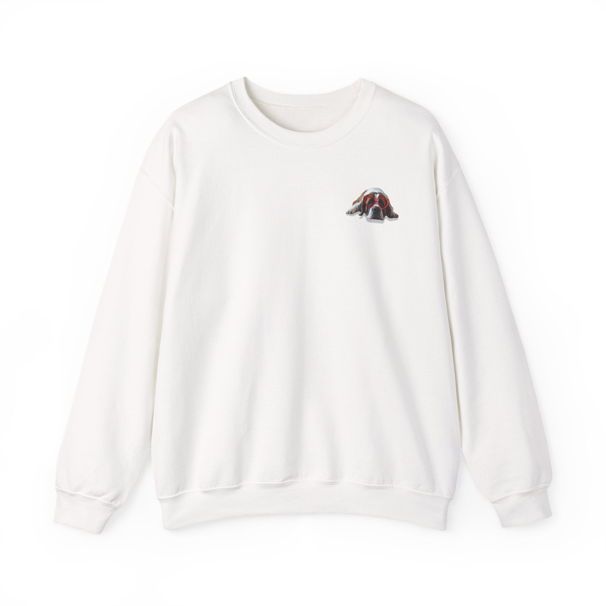Saint Bernard Heart Glasses Sweatshirt - "big dog. big heart." Crewneck