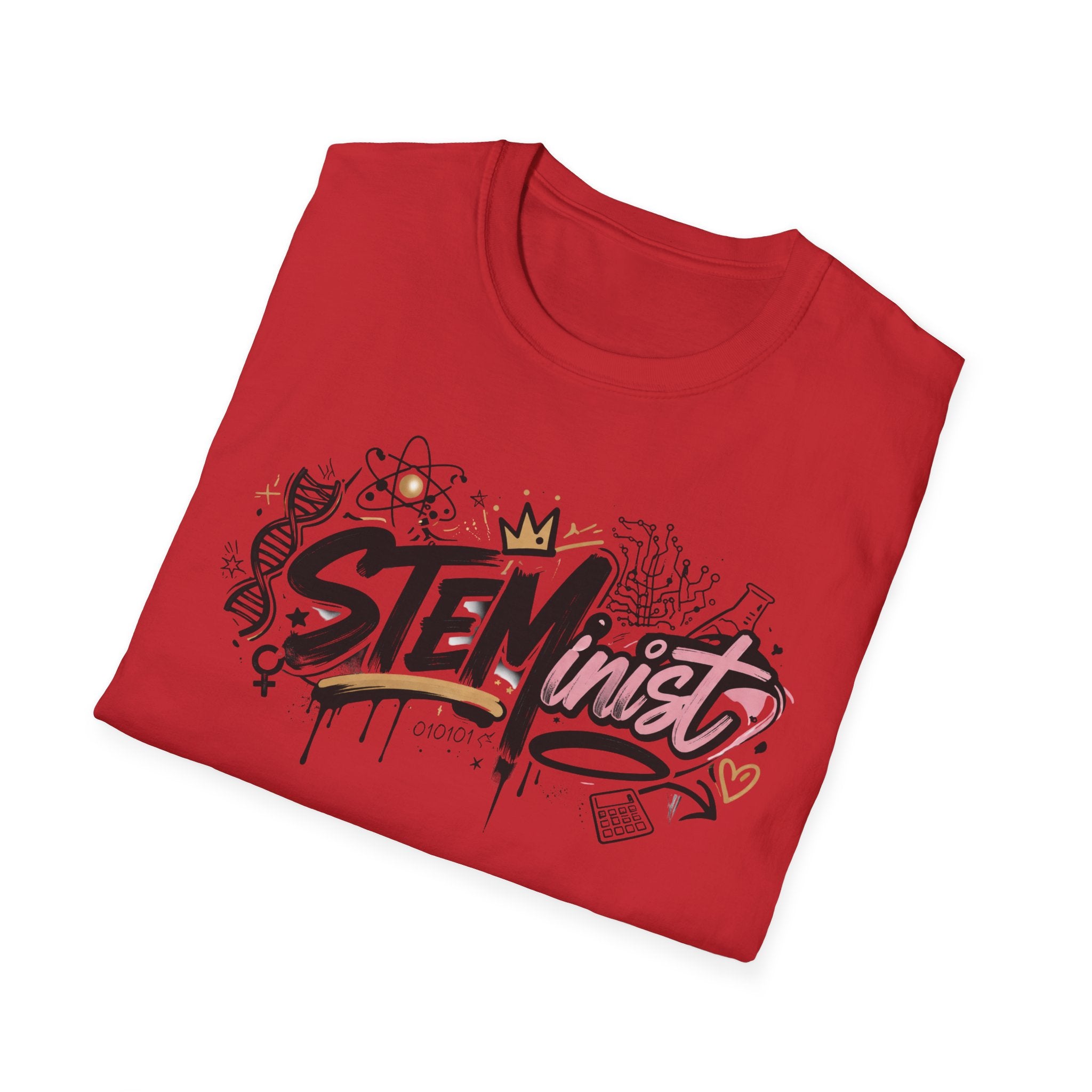 Adult STEMinist Graffiti T-Shirt — Feminist Science Design for Women in STEM