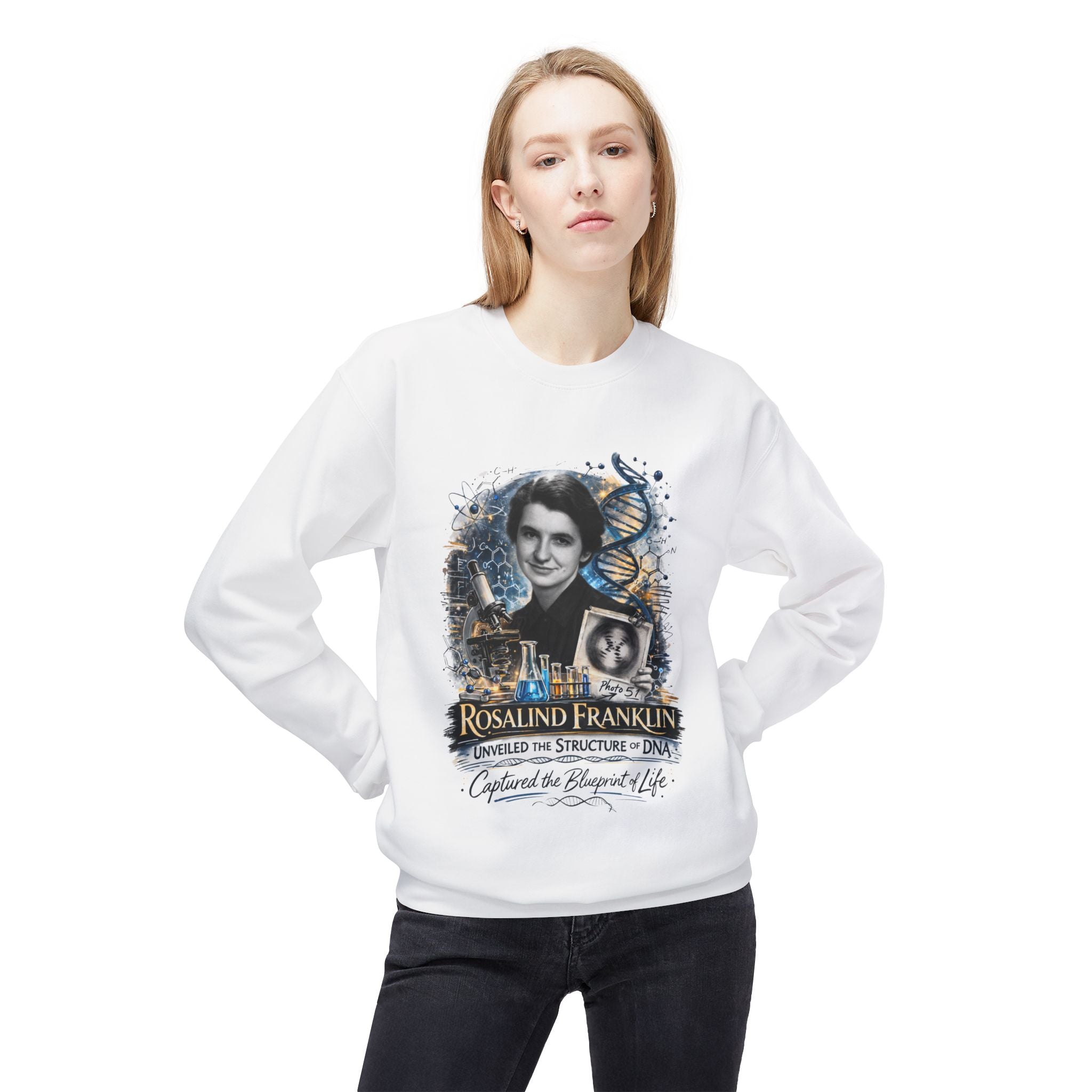 Rosalind Franklin Chemist Crewneck Sweatshirt Scientist Tribute Pullover