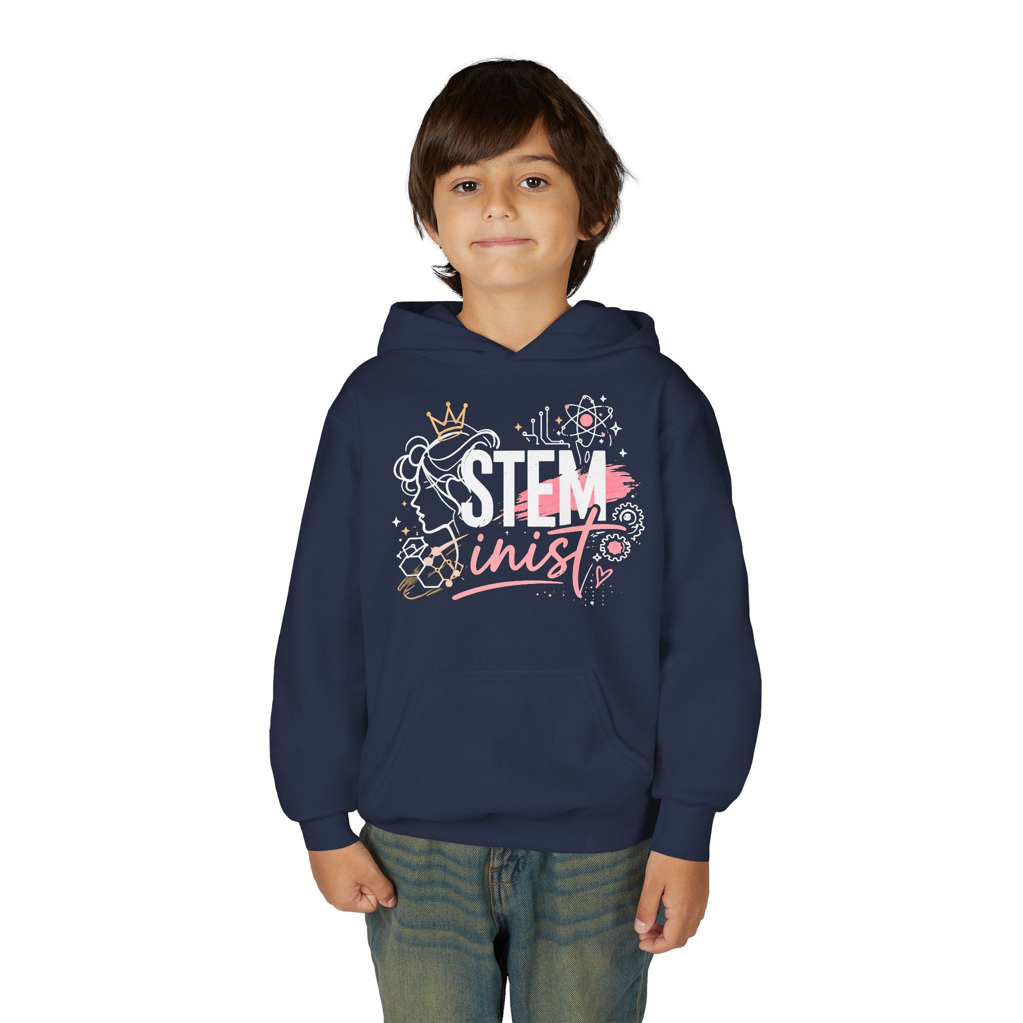Youth STEMinist Crown Hoodie — Girls Science, Engineering, Math Empowerment Sweatshirt
