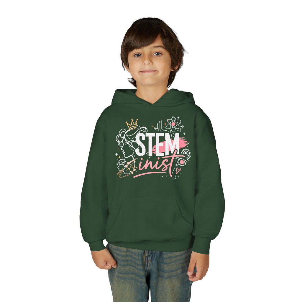 Youth STEMinist Crown Hoodie — Girls Science, Engineering, Math Empowerment Sweatshirt