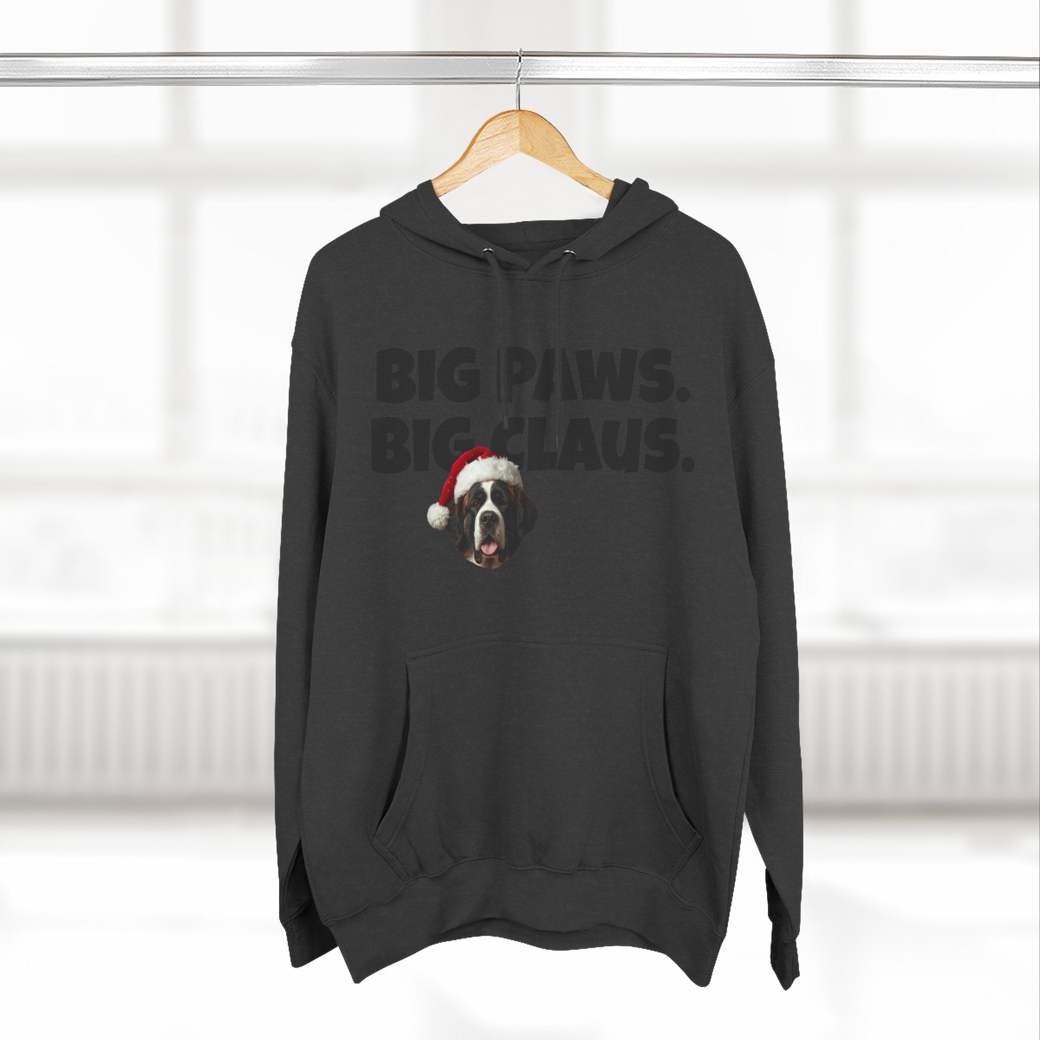 Big Paws, Big Claus St. Bernard Christmas Hoodie