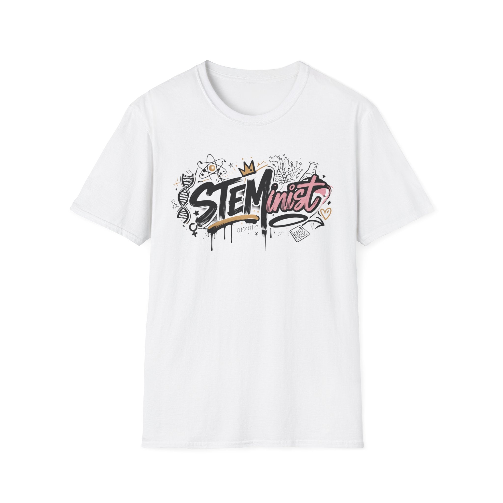 Adult STEMinist Graffiti T-Shirt — Feminist Science Design for Women in STEM