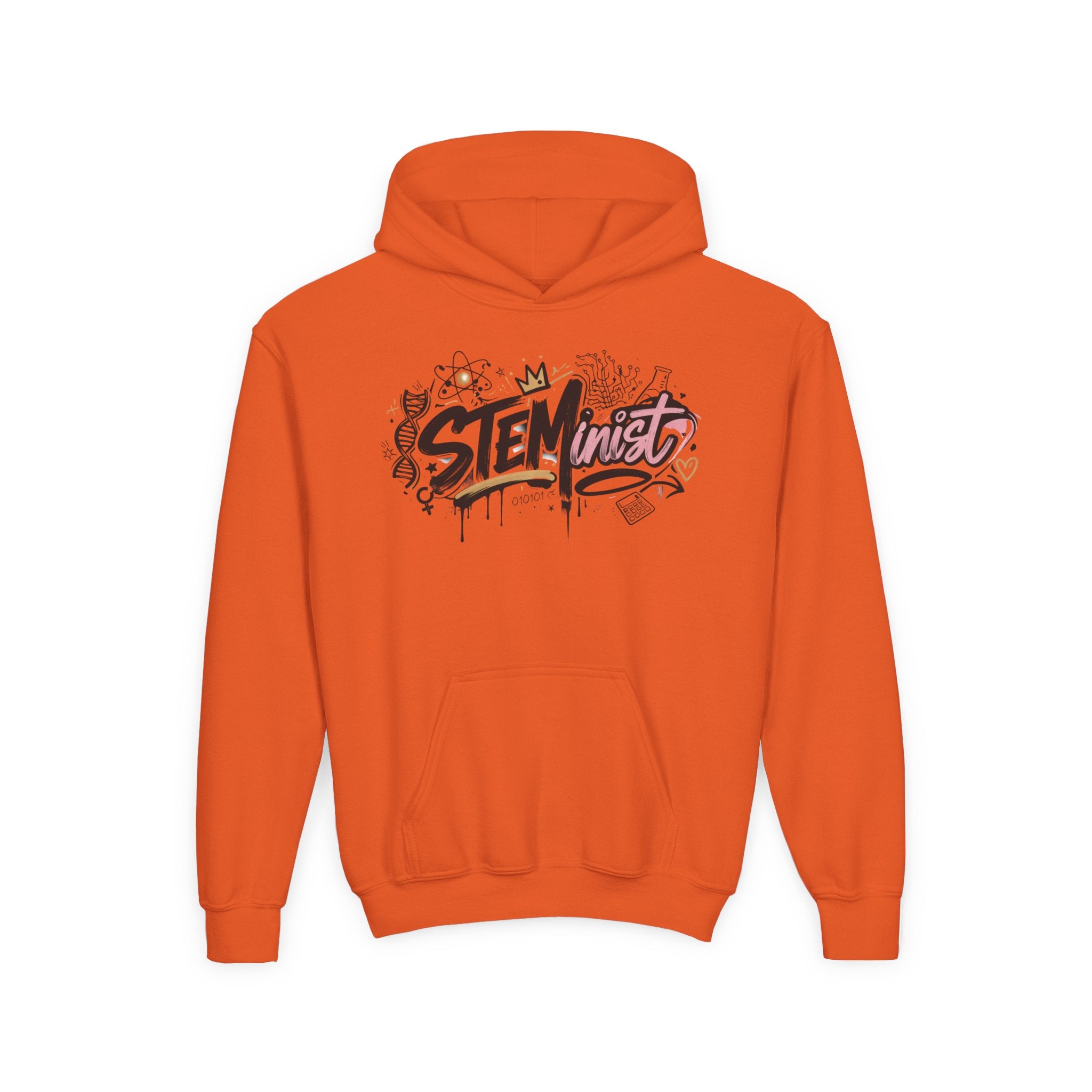 Youth STEMinist Graftti Hoodie — Girls Science, Engineering, Math Empowerment Sweatshirt