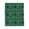 Saint Bernard Paw Print Velveteen Plush Blanket — Cozy Holiday Dog Throw