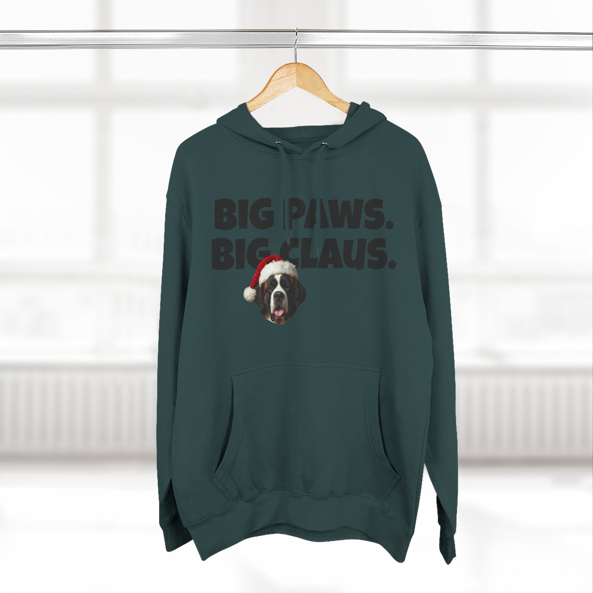Big Paws, Big Claus St. Bernard Christmas Hoodie