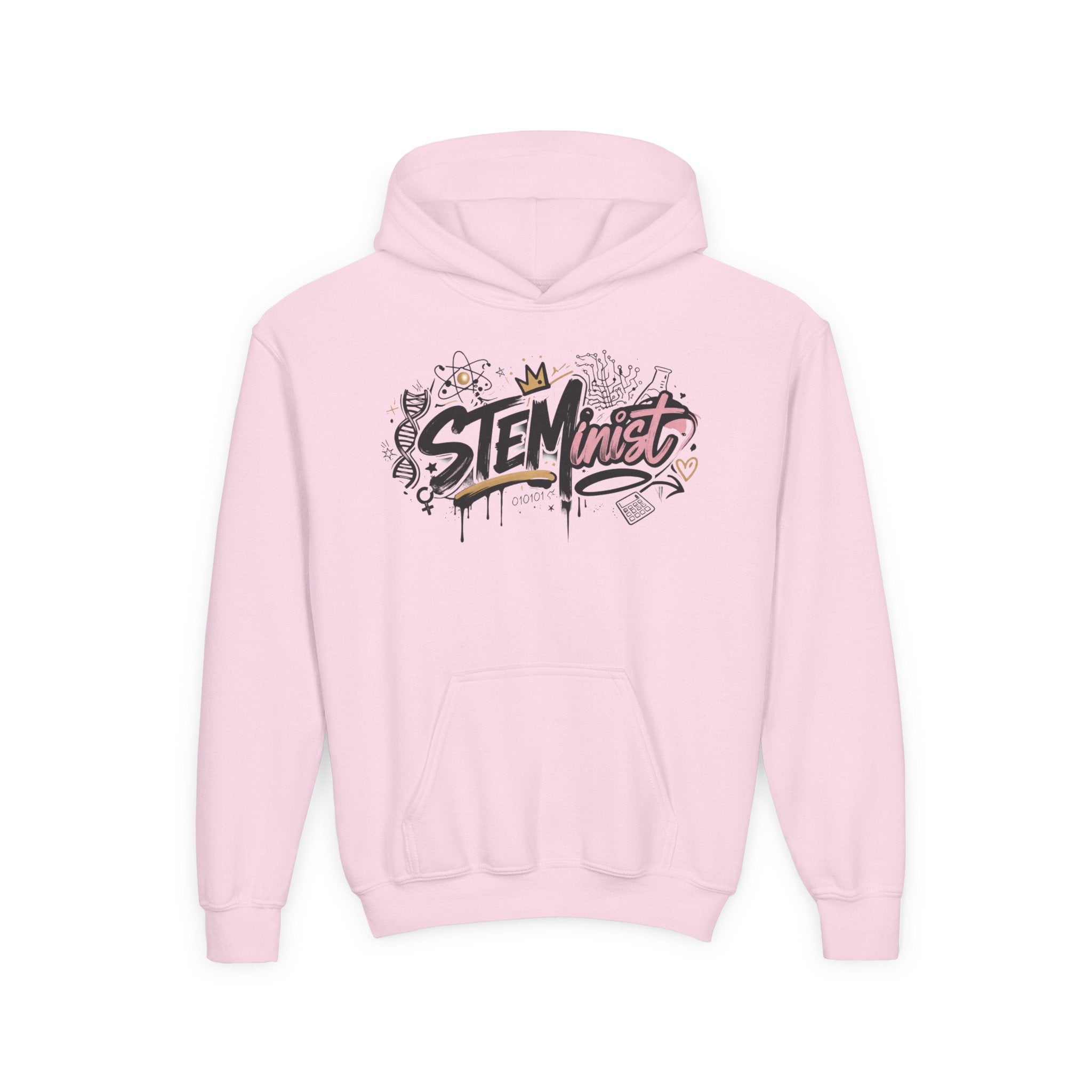 Youth STEMinist Graftti Hoodie — Girls Science, Engineering, Math Empowerment Sweatshirt