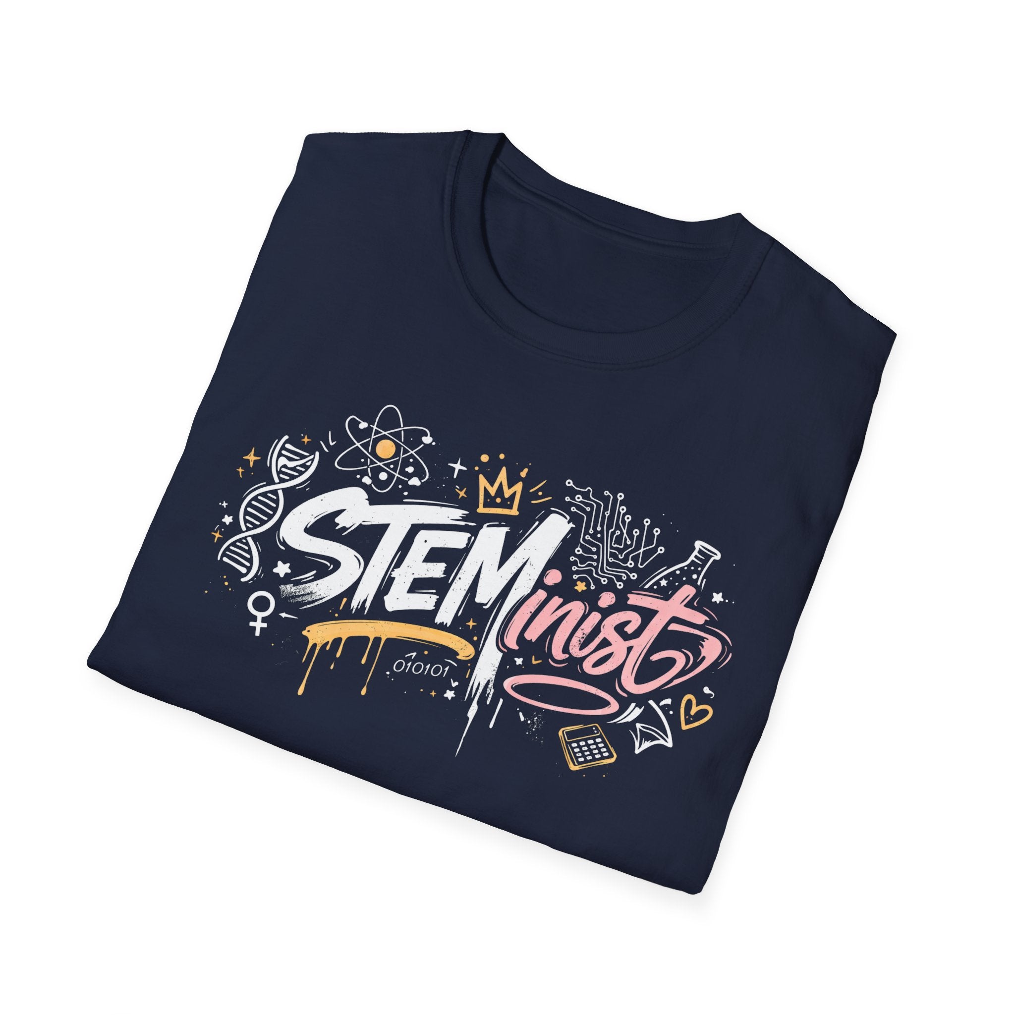 Adult STEMinist Graffiti T-Shirt — Feminist Science Design for Women in STEM