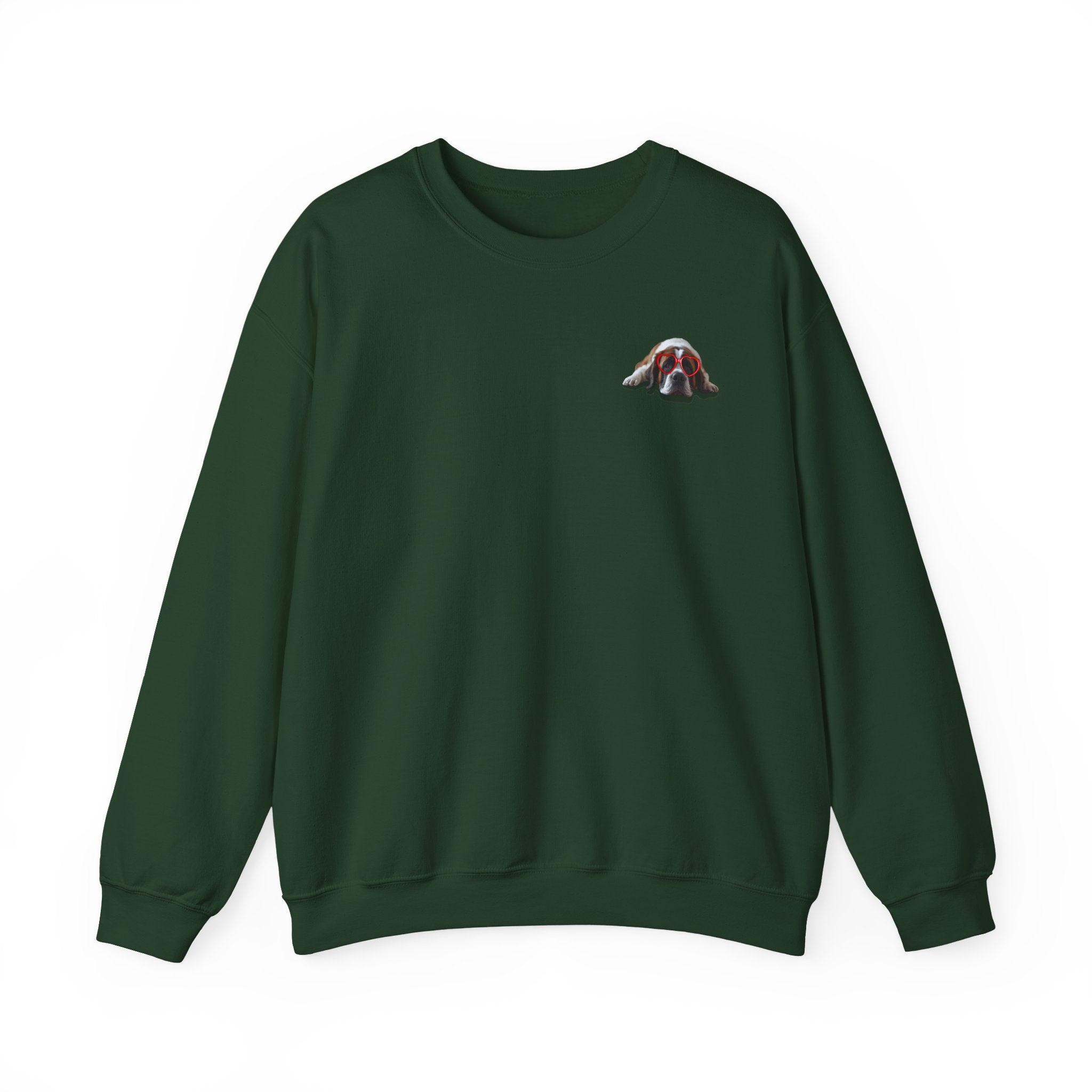 Saint Bernard Heart Glasses Sweatshirt - "big dog. big heart." Crewneck