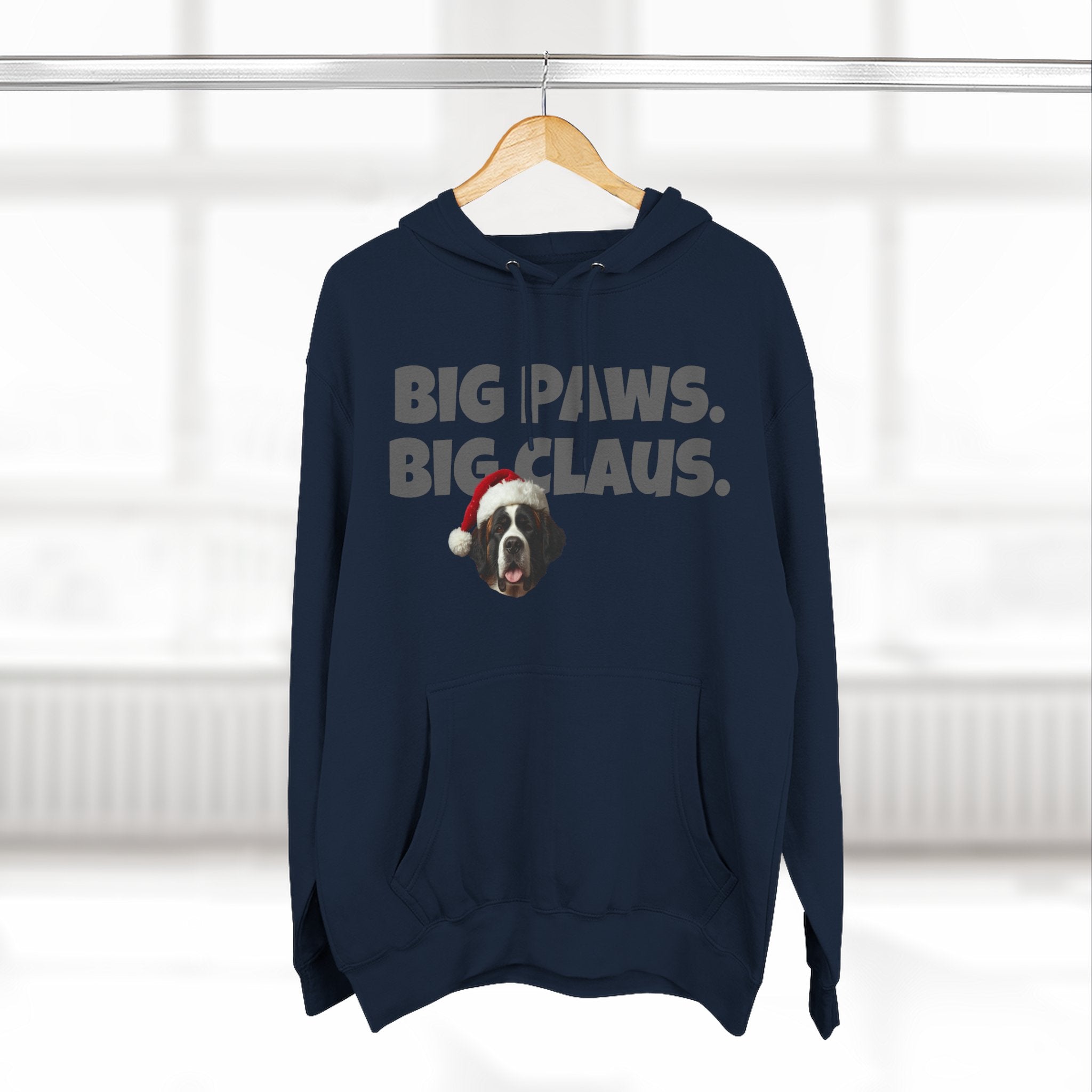 Big Paws, Big Claus St. Bernard Christmas Hoodie