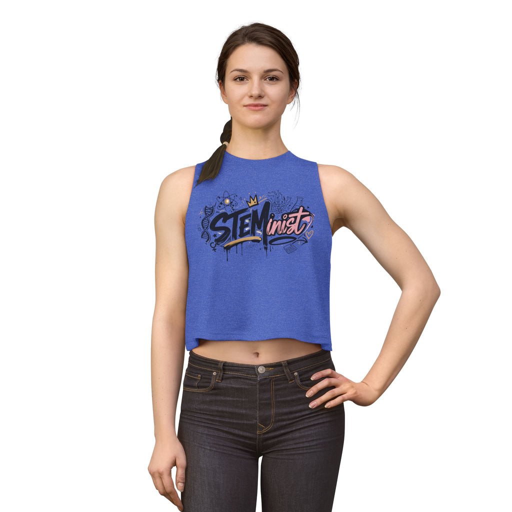 STEMinist Graffiti Women's Crop Top Feminist Science Graphic Tank for Girls, Engineers & STEM Students