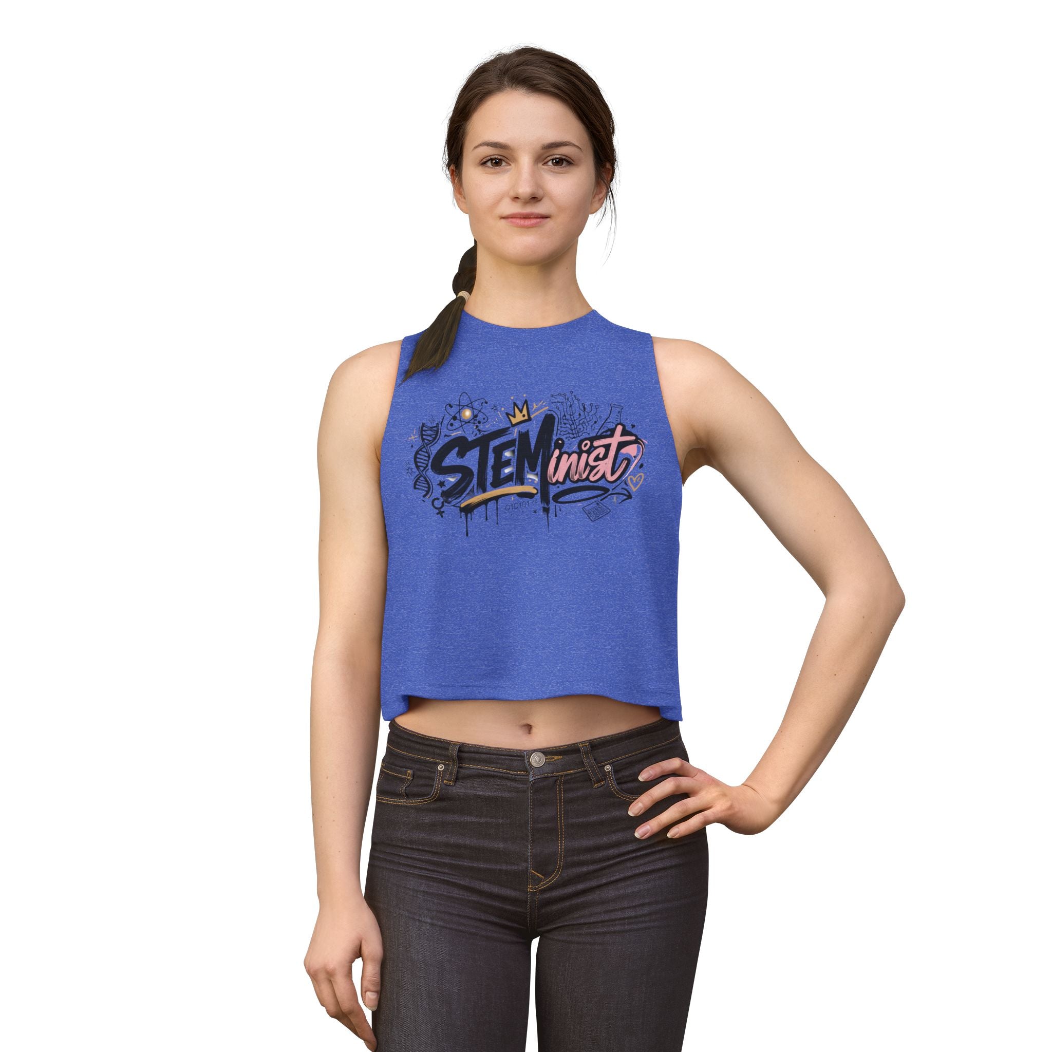 STEMinist Graffiti Women's Crop Top Feminist Science Graphic Tank for Girls, Engineers & STEM Students