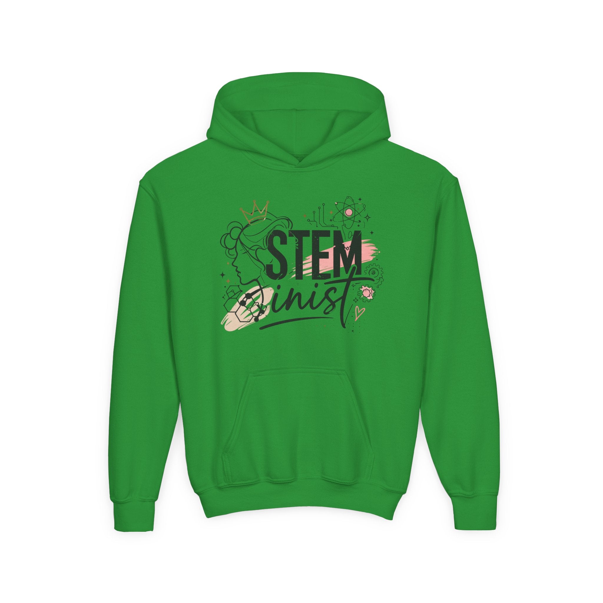 Youth STEMinist Crown Hoodie — Girls Science, Engineering, Math Empowerment Sweatshirt
