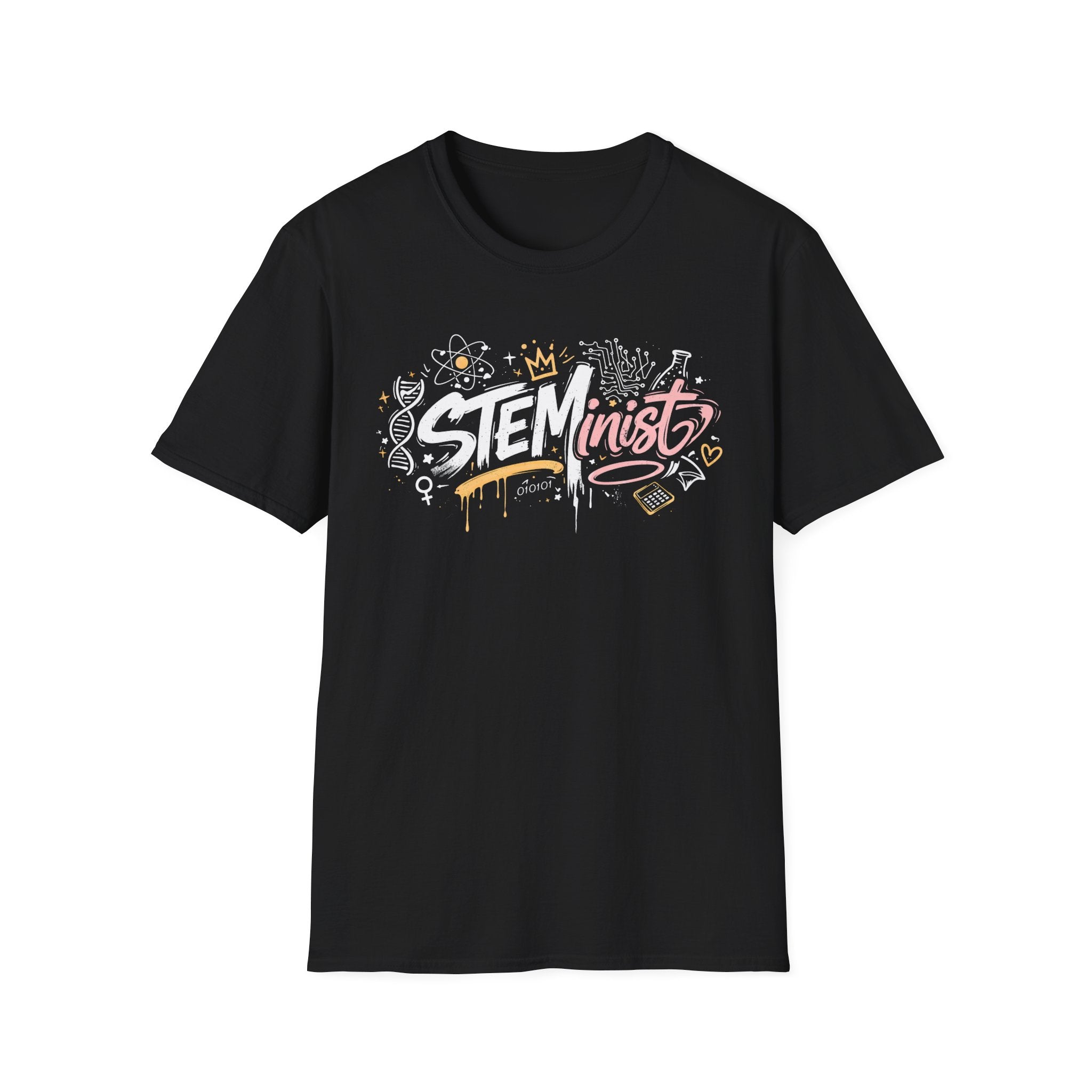 Adult STEMinist Graffiti T-Shirt — Feminist Science Design for Women in STEM