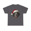 Saint Bernard Christmas Tee – Festive Dog with Santa Hat Holiday T-Shirt