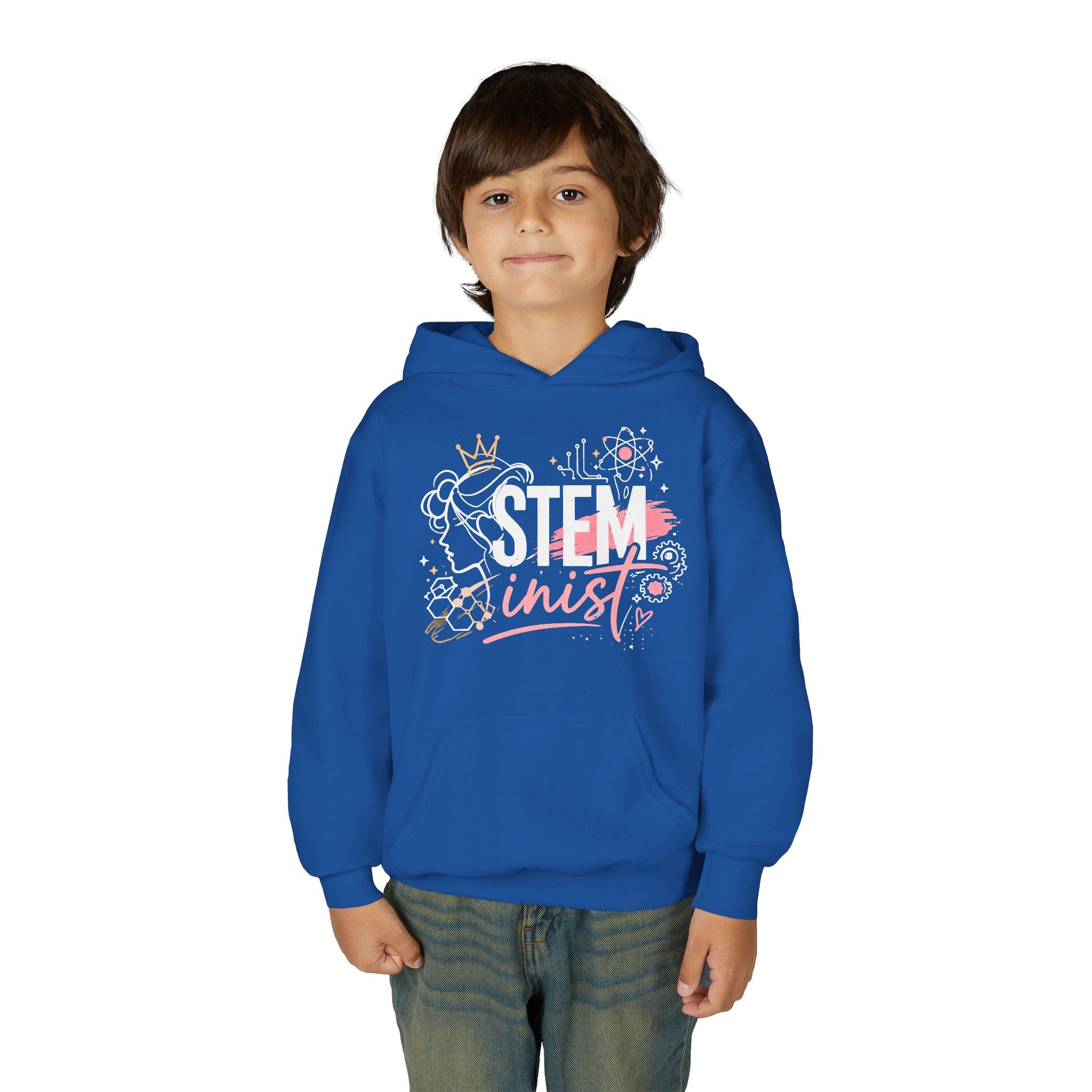 Youth STEMinist Crown Hoodie — Girls Science, Engineering, Math Empowerment Sweatshirt