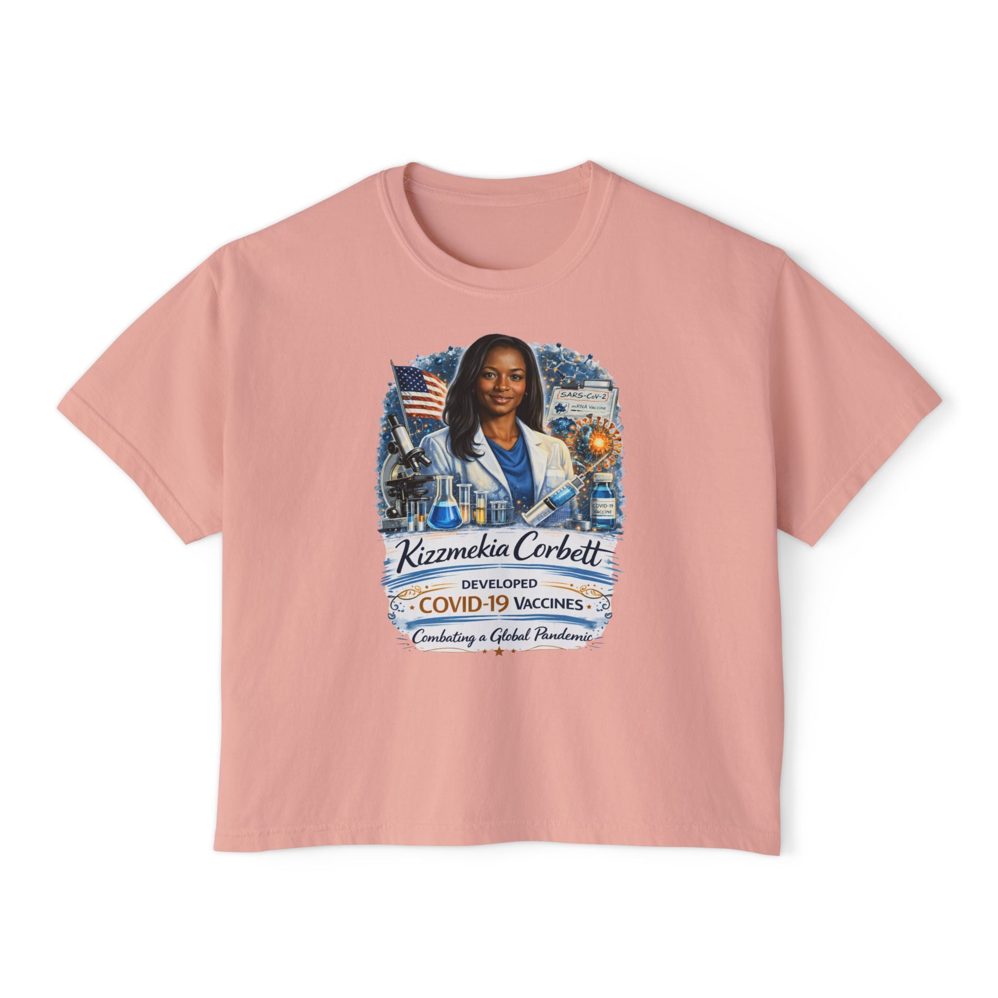 Kizzmekia Corbett Immunologist Tribute Boxy Graphic Tee