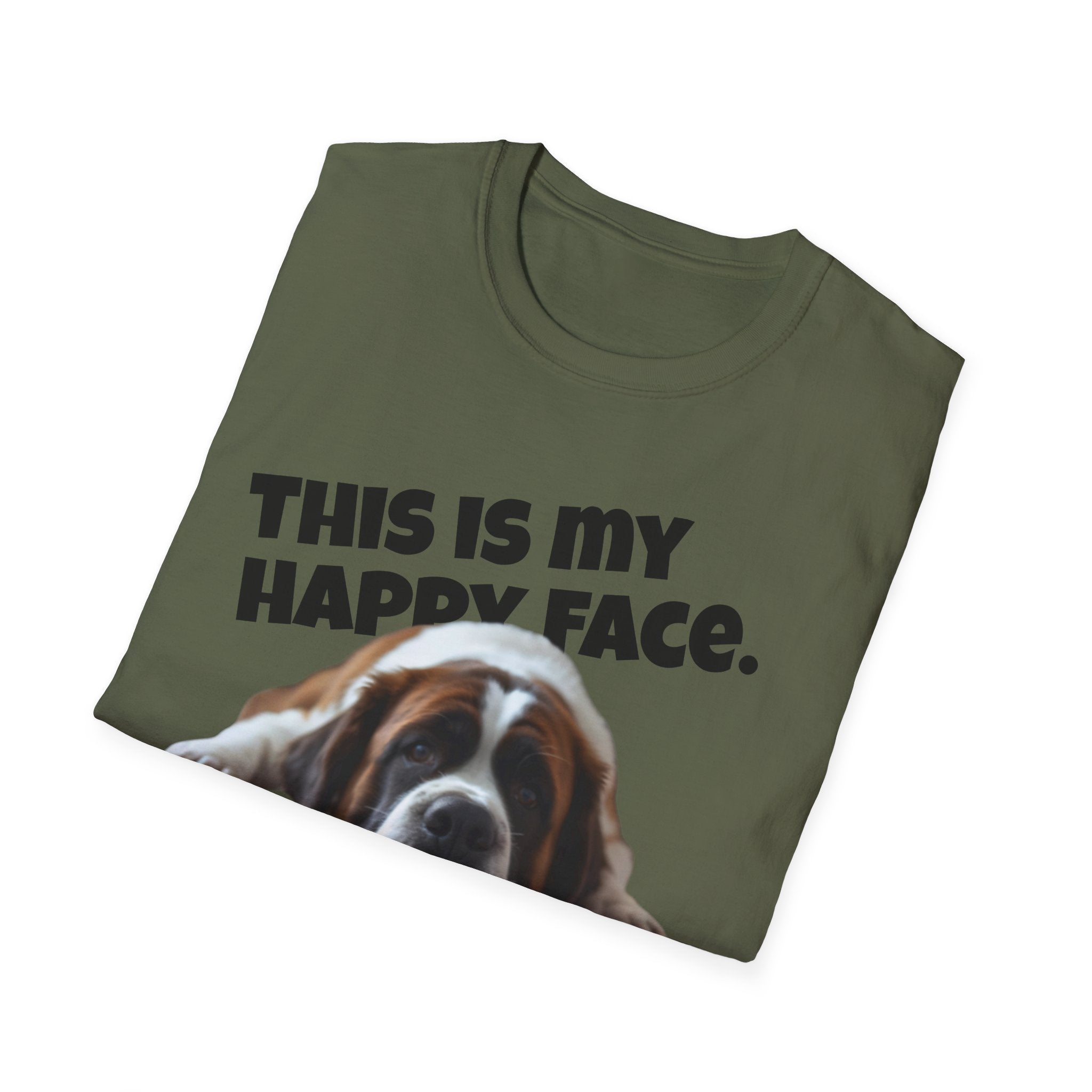 Saint Bernard This Is My Happy Face T-Shirt | Dog Mom Tee