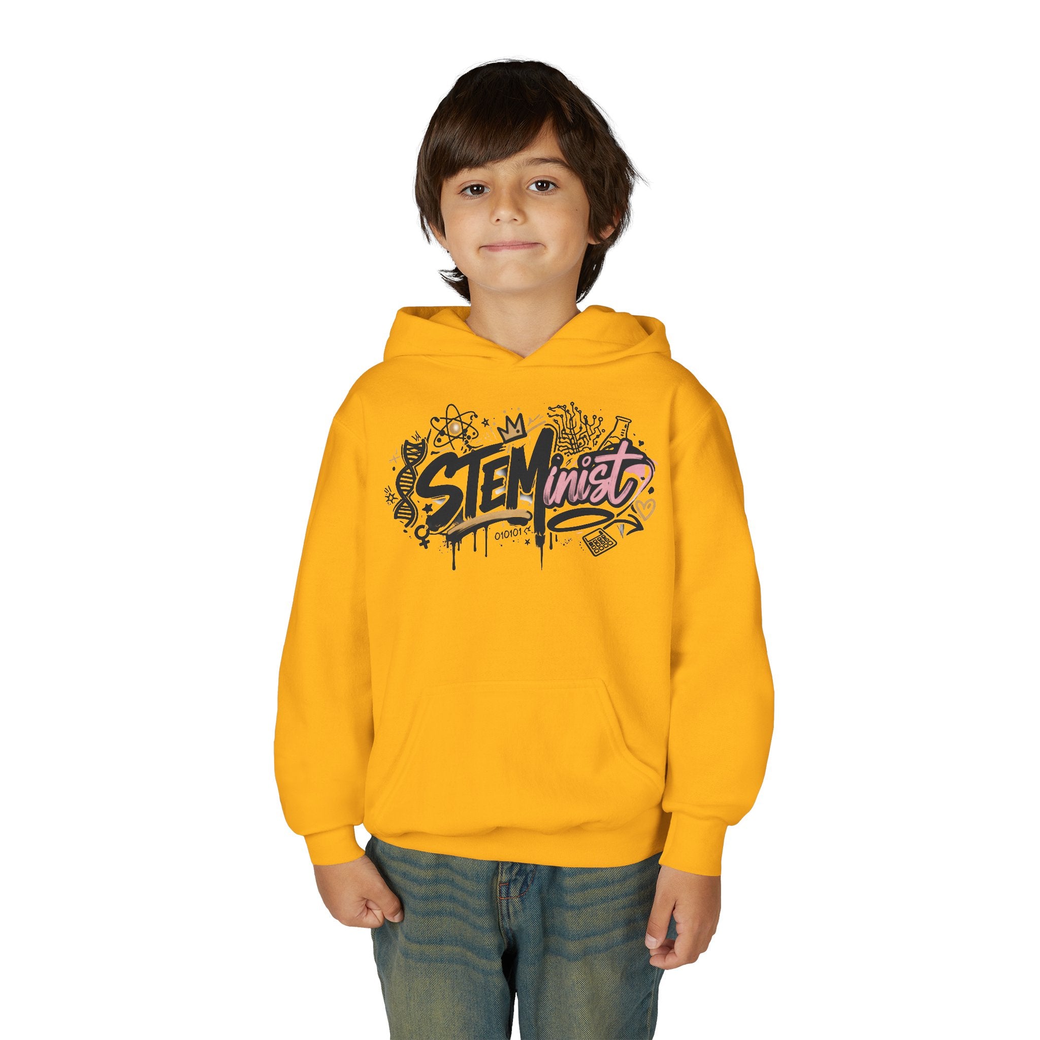 Youth STEMinist Graftti Hoodie — Girls Science, Engineering, Math Empowerment Sweatshirt