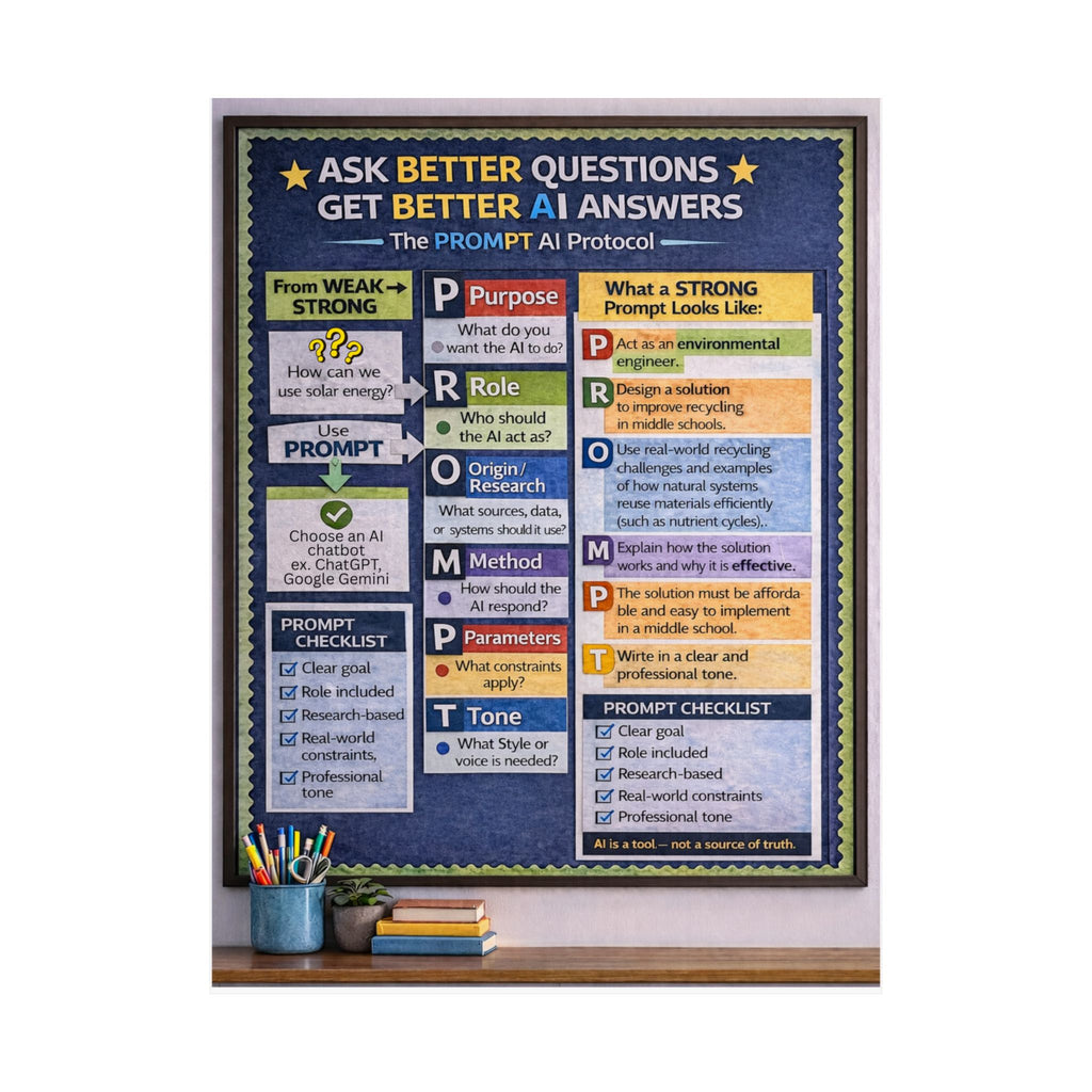 Strong AI Prompts using PROMPT- Educational Classroom Print