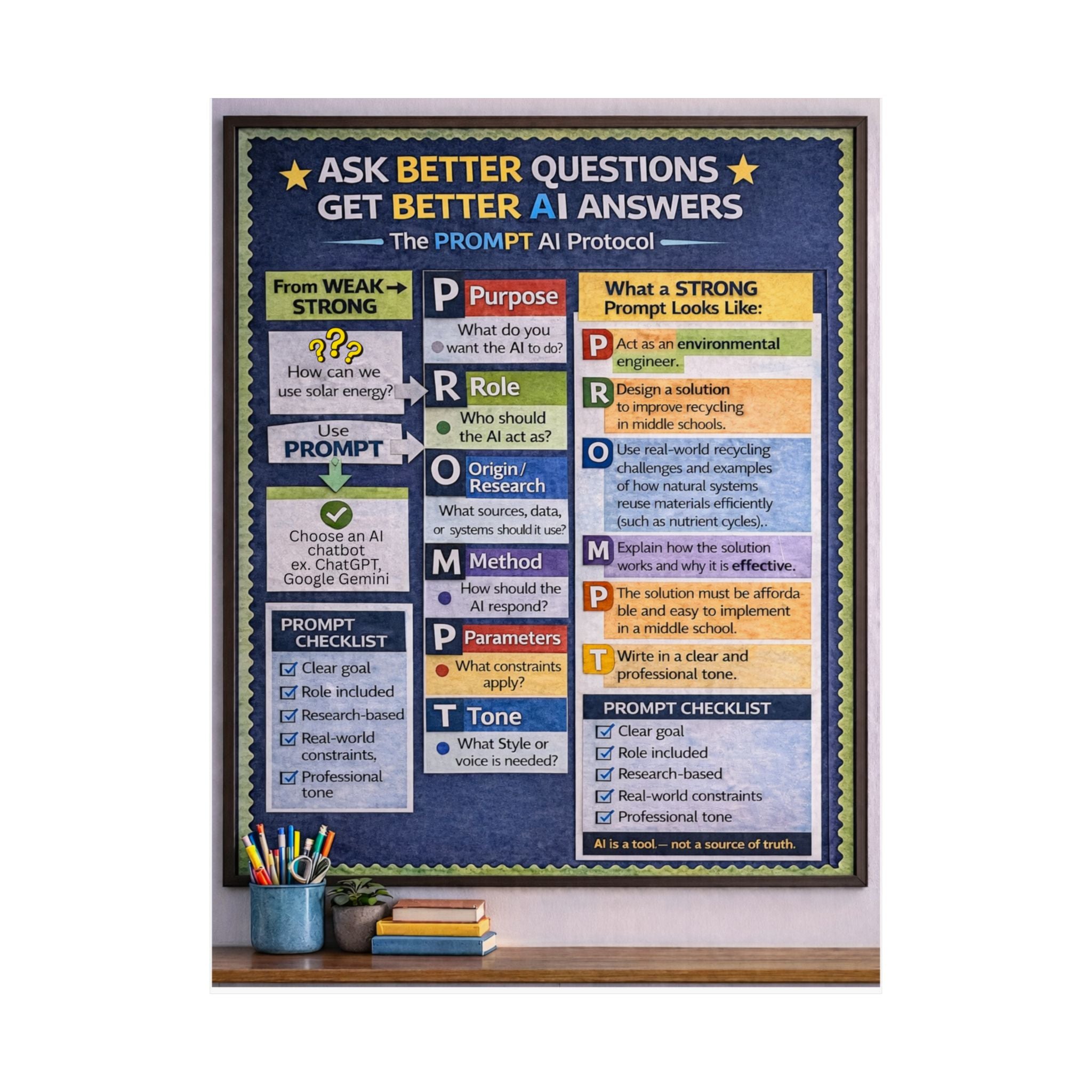 Strong AI Prompts using PROMPT- Educational Classroom Print
