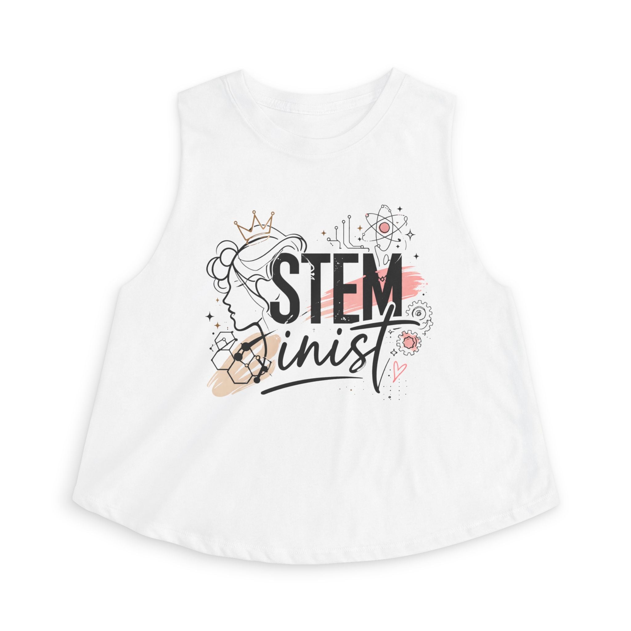 STEMinist Crown Women's Crop Top Feminist Science Graphic Tank for Girls, Engineers & STEM Students
