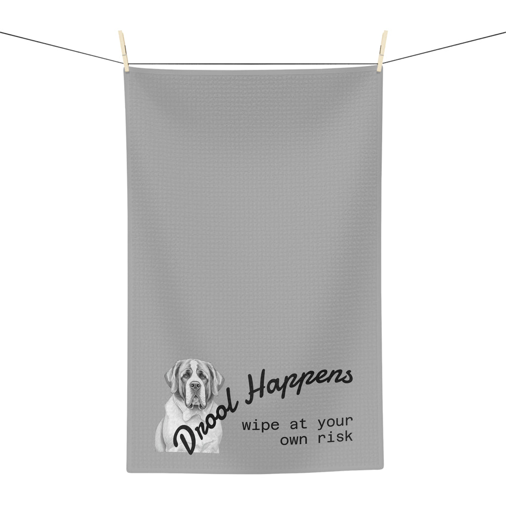 Drool Happens Saint Bernard Microfiber Tea Towel | kitchen towel, pet lover