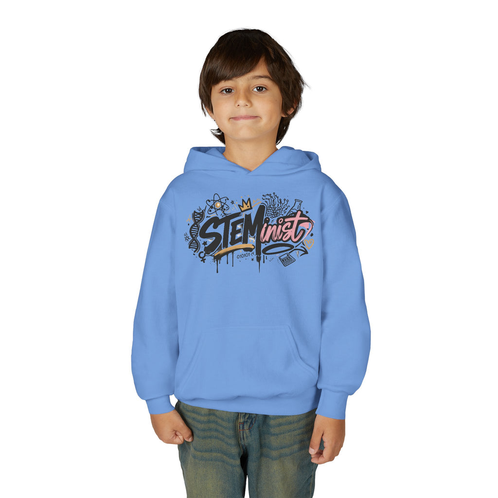 Youth STEMinist Graftti Hoodie — Girls Science, Engineering, Math Empowerment Sweatshirt