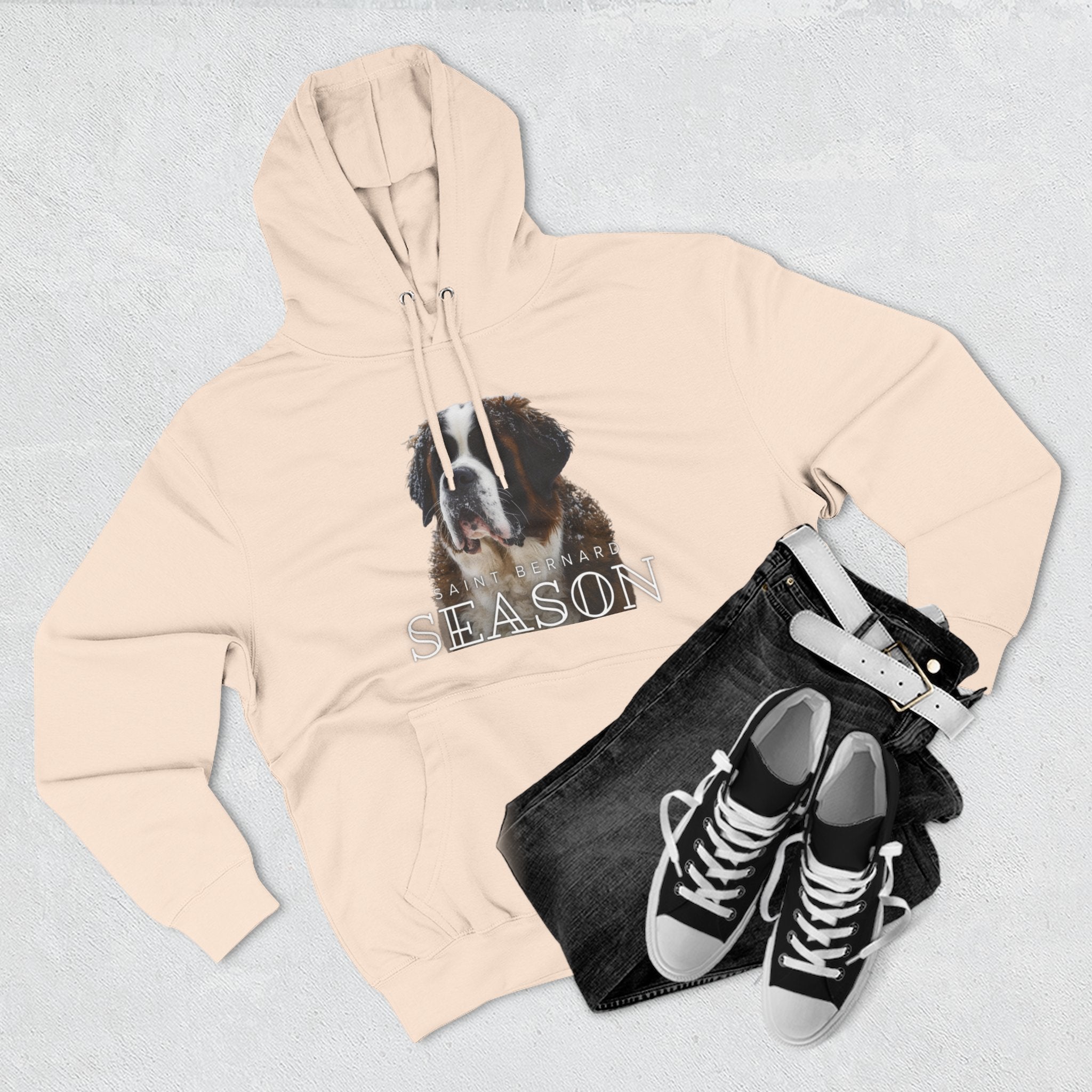 St. Bernard 'Season' Hoodie — Cozy Dog Portrait Fleece Hoodie
