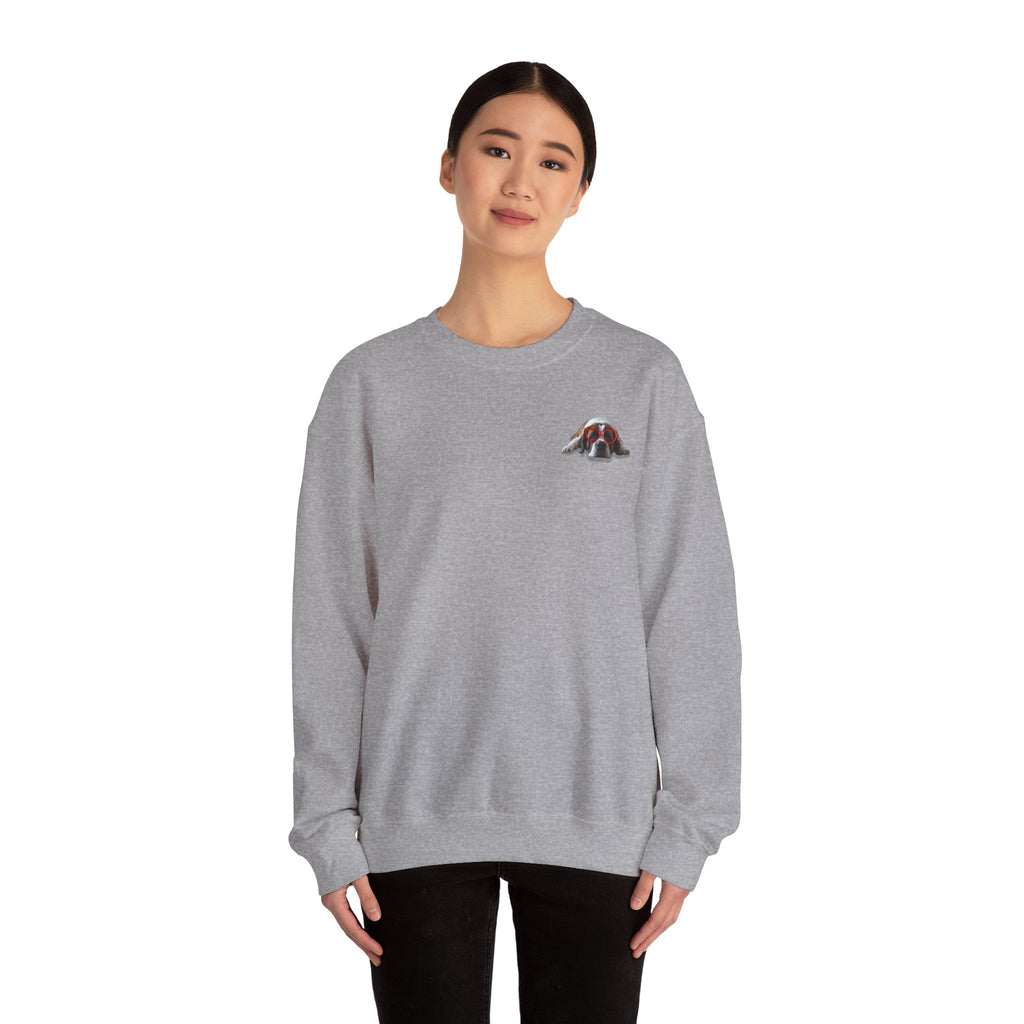 Saint Bernard Heart Glasses Sweatshirt - "big dog. big heart." Crewneck