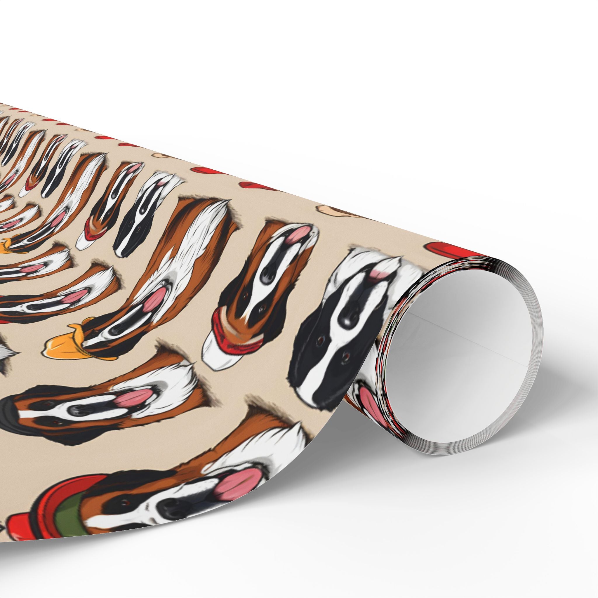 Saint Bernard Wrapping Paper Roll — Festive Saint Bernard Pattern Holiday Gift Wrap