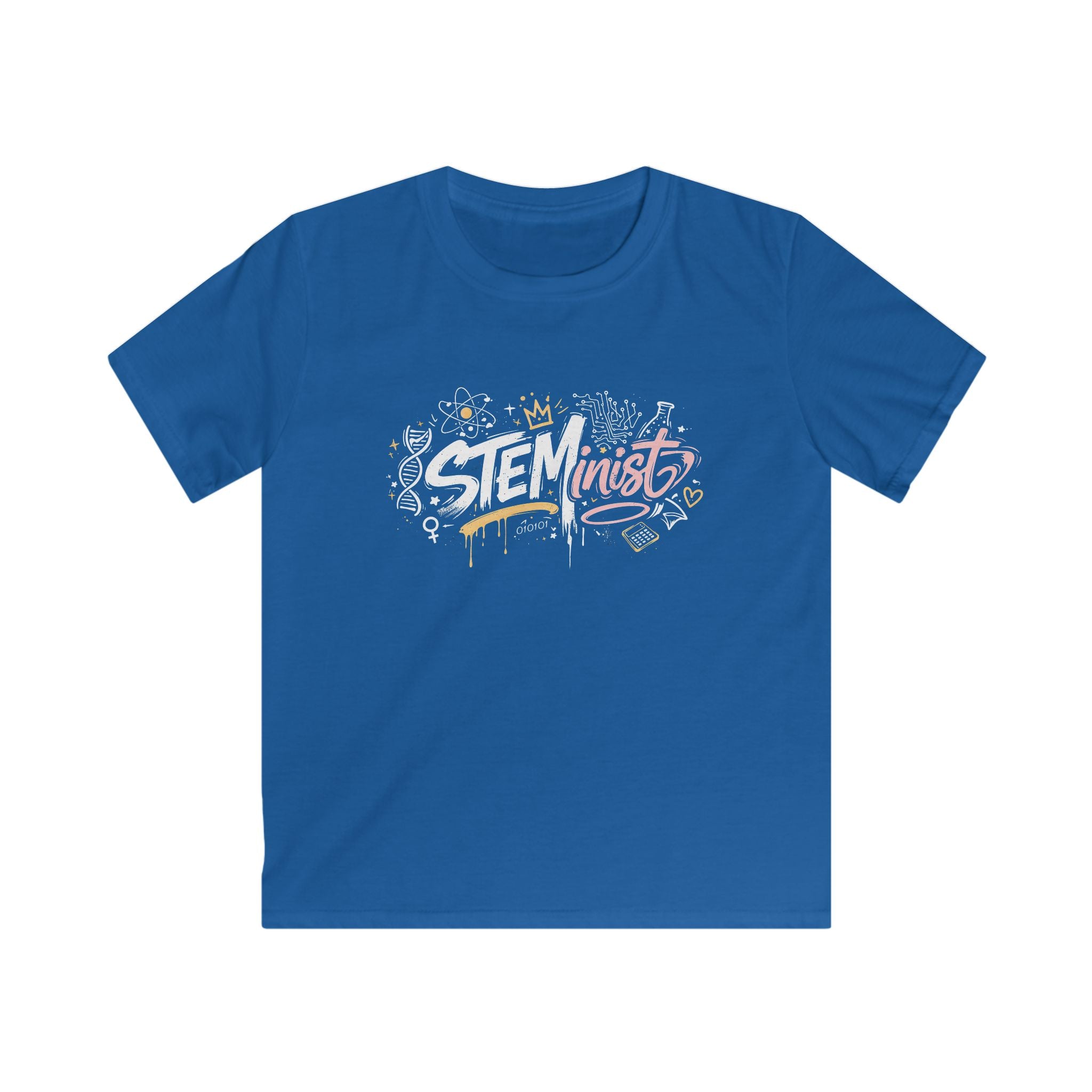 Kids STEMinist Grafitti T‑Shirt — Science Math & Engineering Graphic Tee for Girls