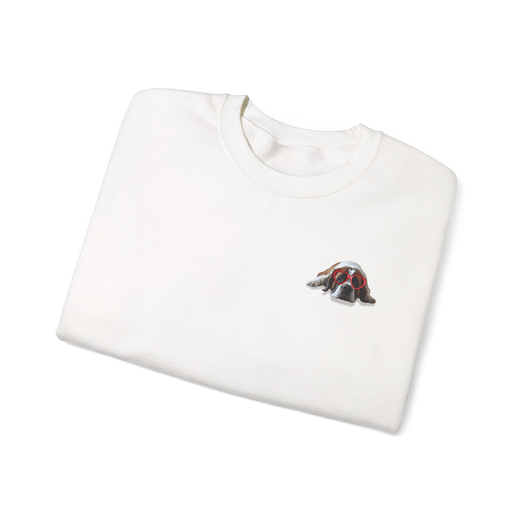 Saint Bernard Heart Glasses Sweatshirt - "big dog. big heart." Crewneck