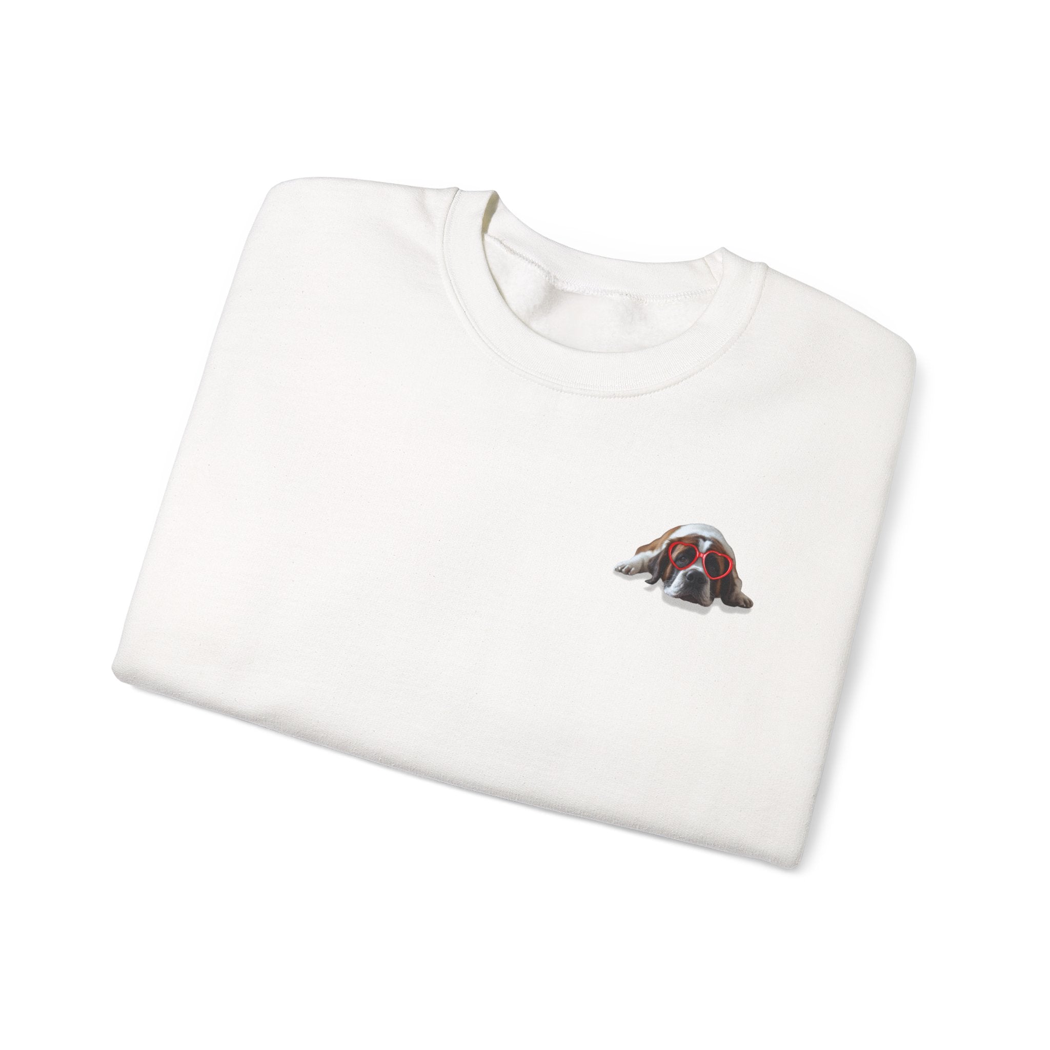 Saint Bernard Heart Glasses Sweatshirt - "big dog. big heart." Crewneck