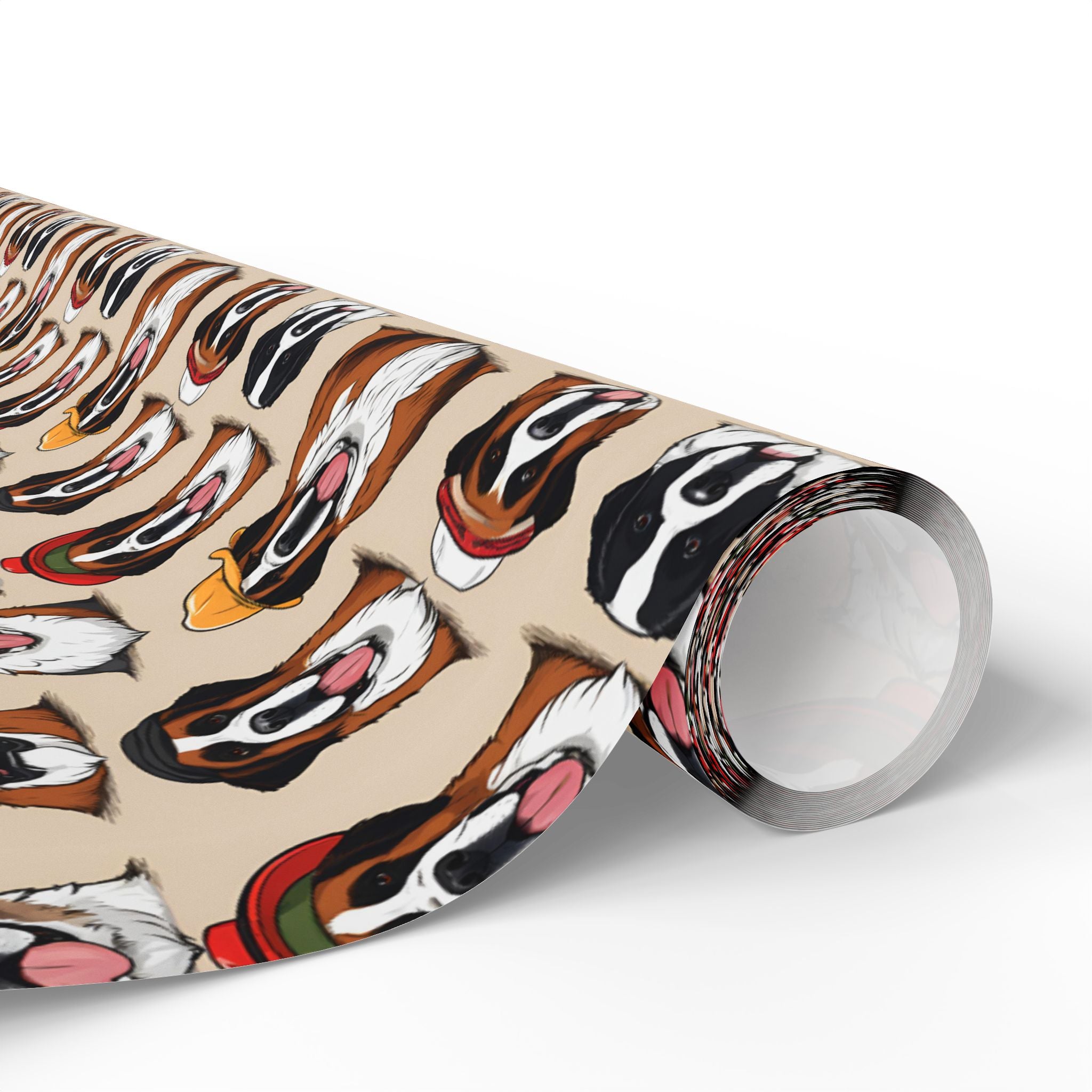 Saint Bernard Wrapping Paper Roll — Festive Saint Bernard Pattern Holiday Gift Wrap