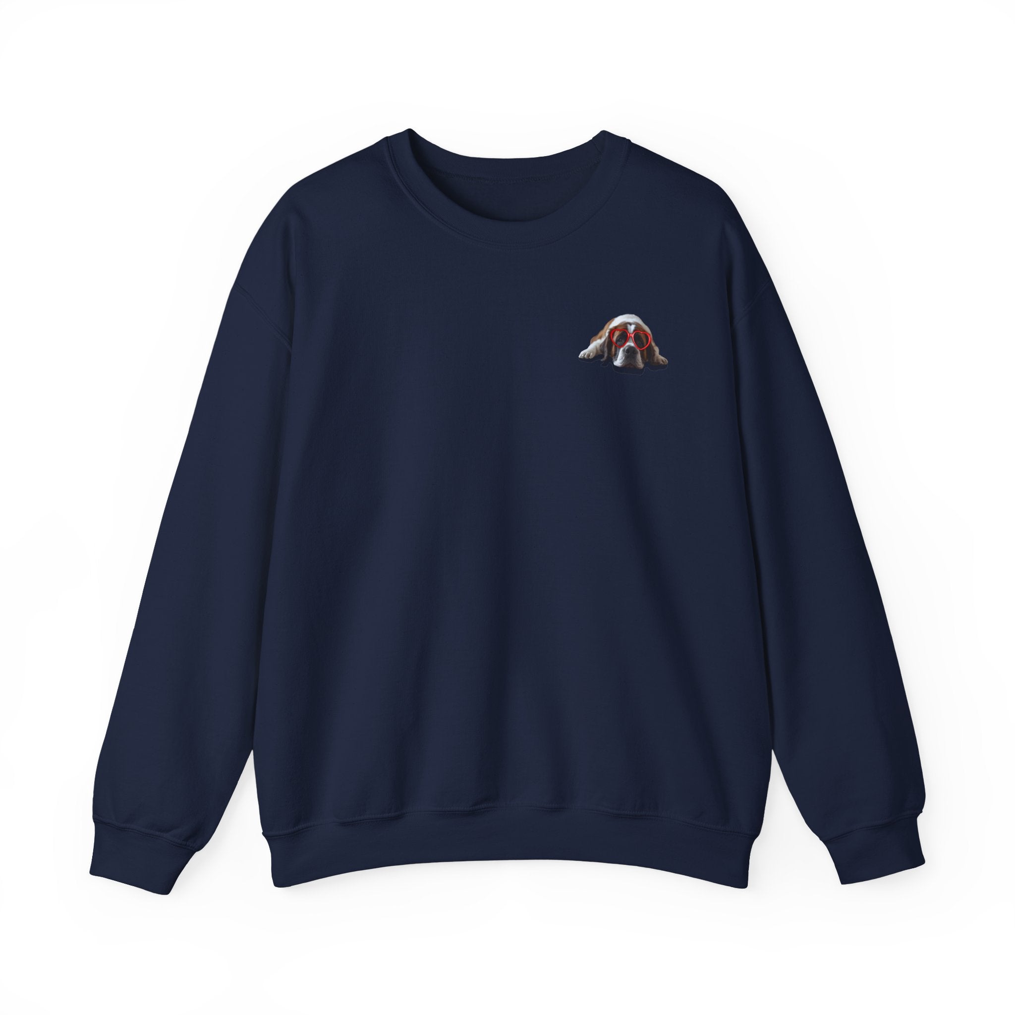 Saint Bernard Heart Glasses Sweatshirt - "big dog. big heart." Crewneck