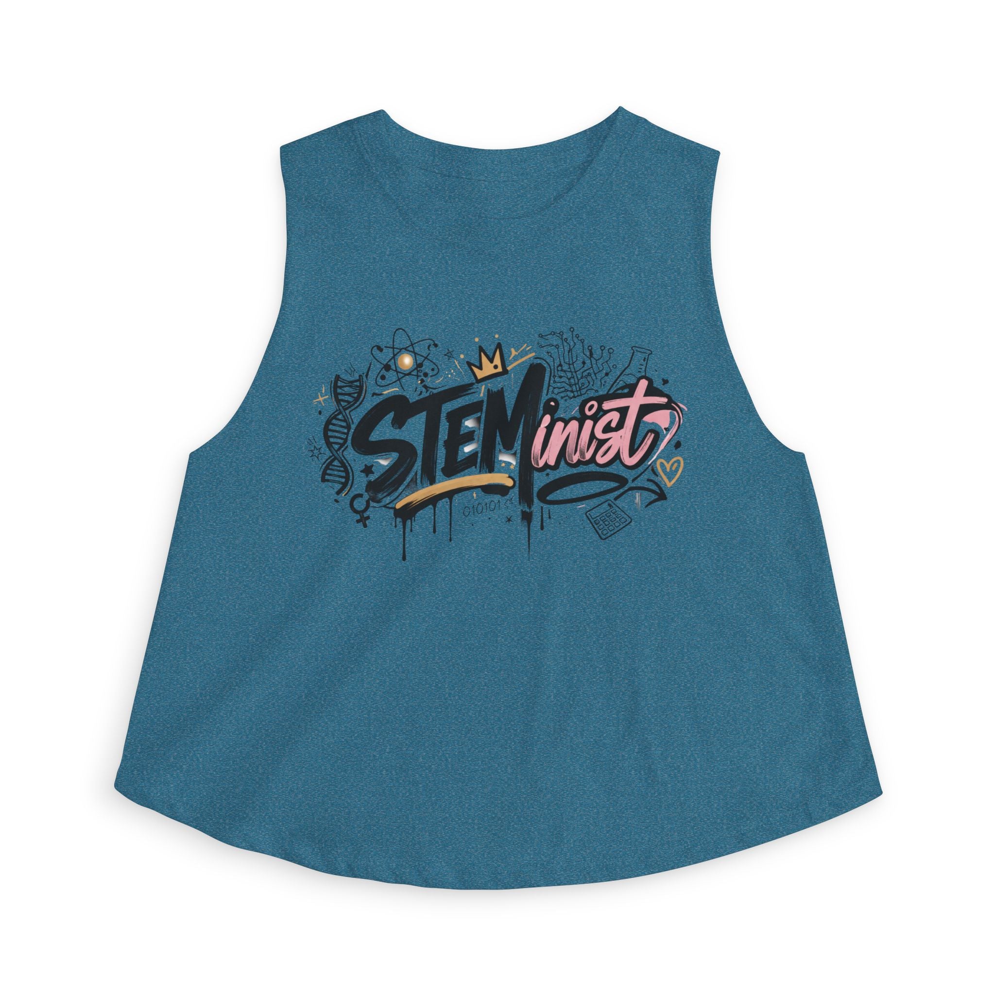 STEMinist Graffiti Women's Crop Top Feminist Science Graphic Tank for Girls, Engineers & STEM Students