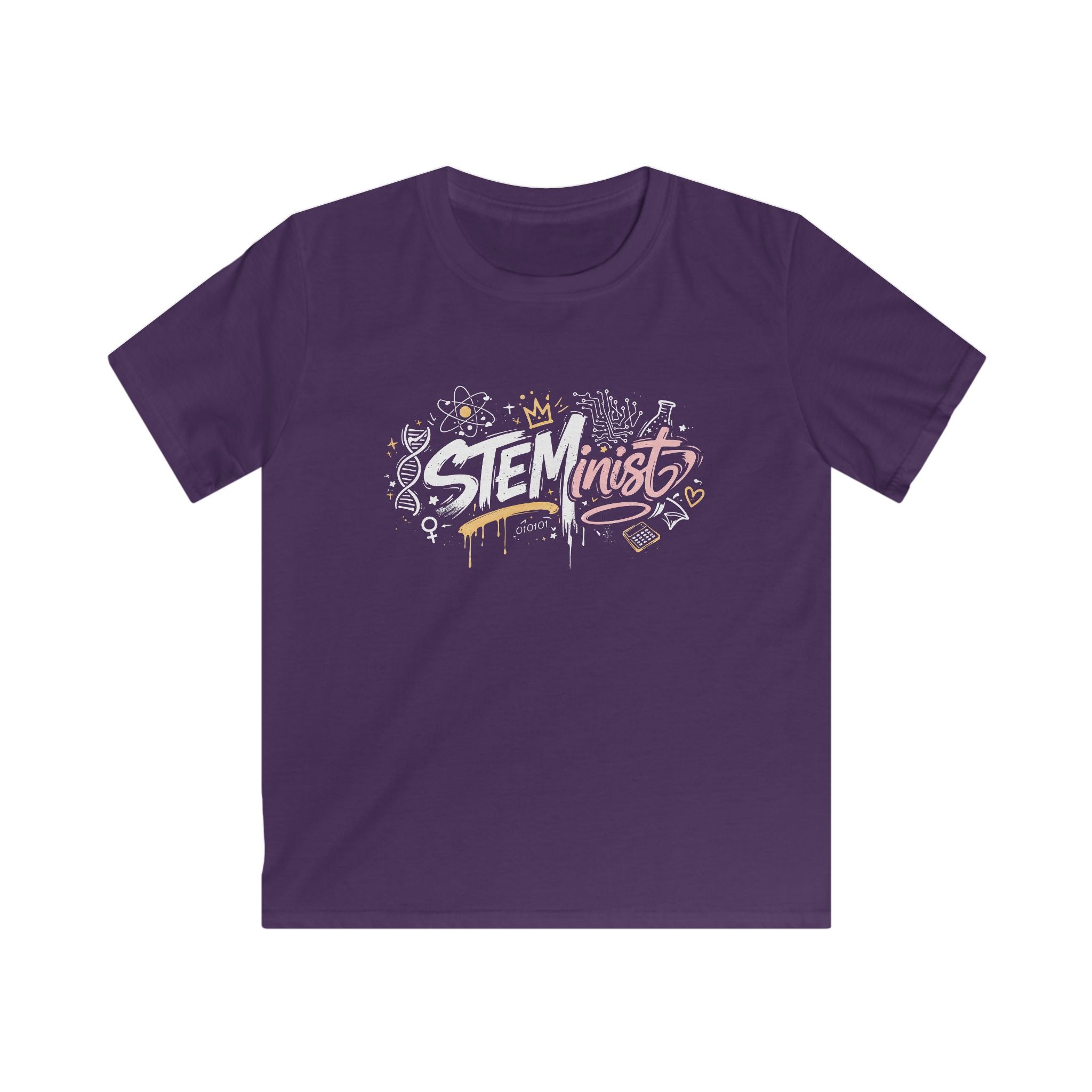 Kids STEMinist Grafitti T‑Shirt — Science Math & Engineering Graphic Tee for Girls