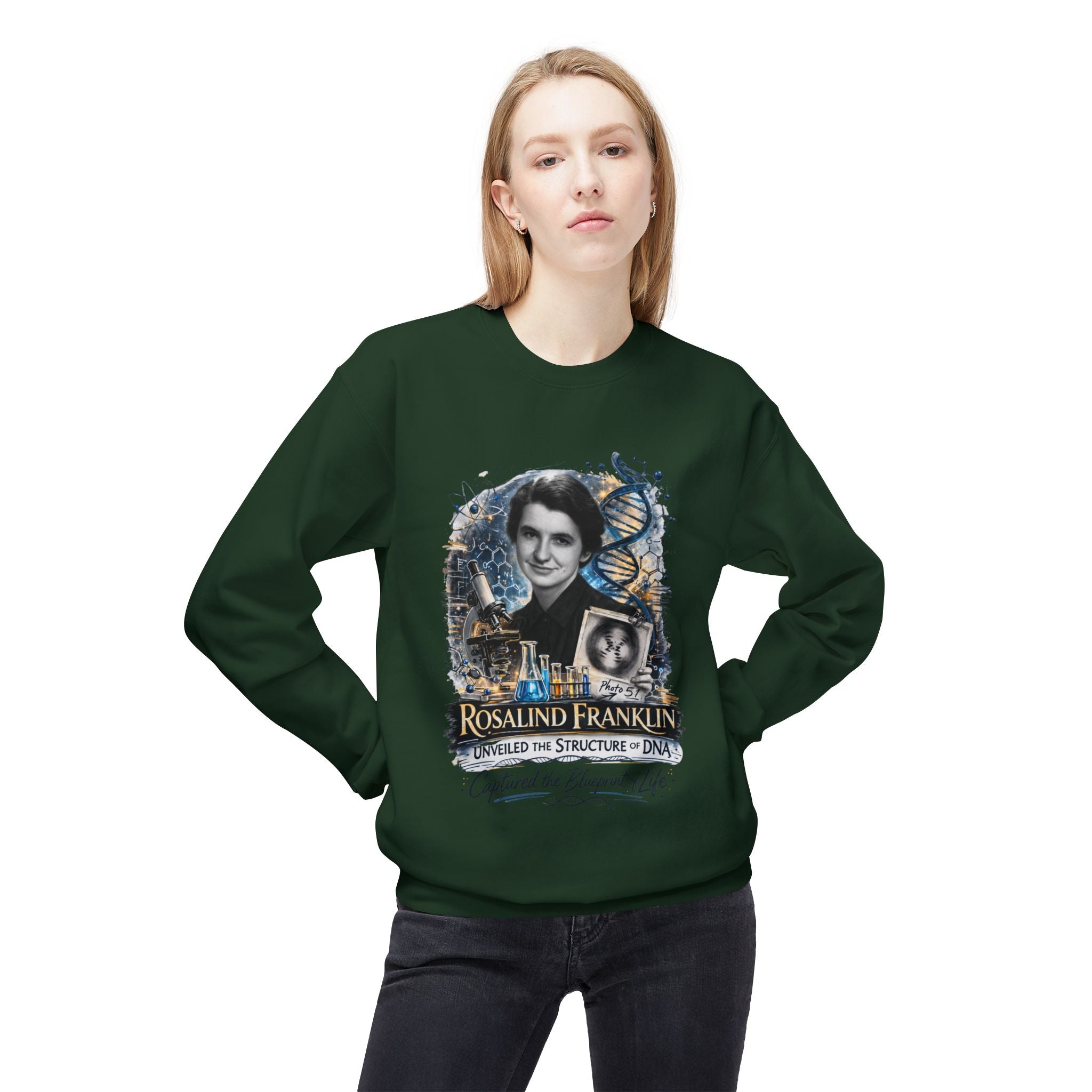 Rosalind Franklin Chemist Crewneck Sweatshirt Scientist Tribute Pullover