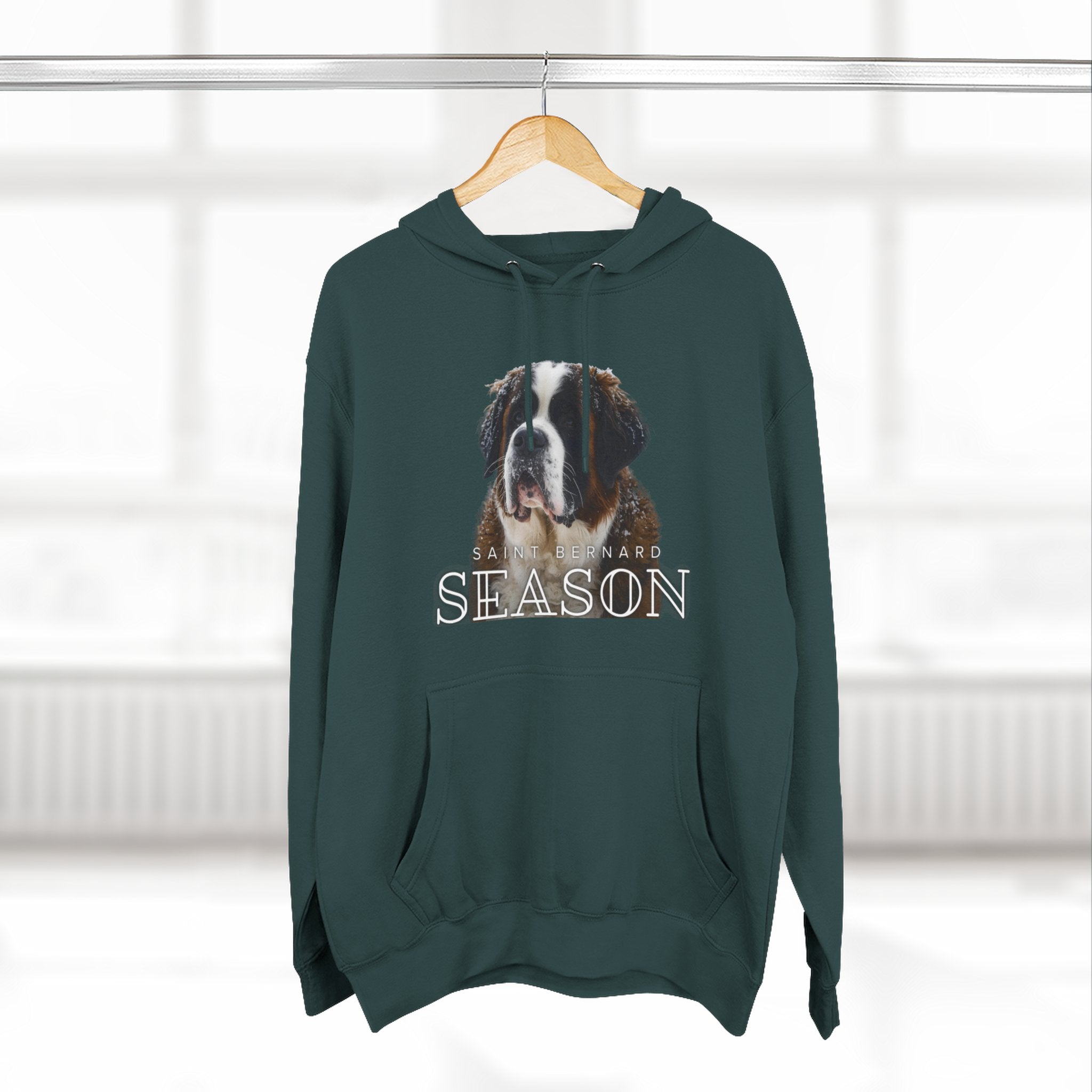 St. Bernard 'Season' Hoodie — Cozy Dog Portrait Fleece Hoodie